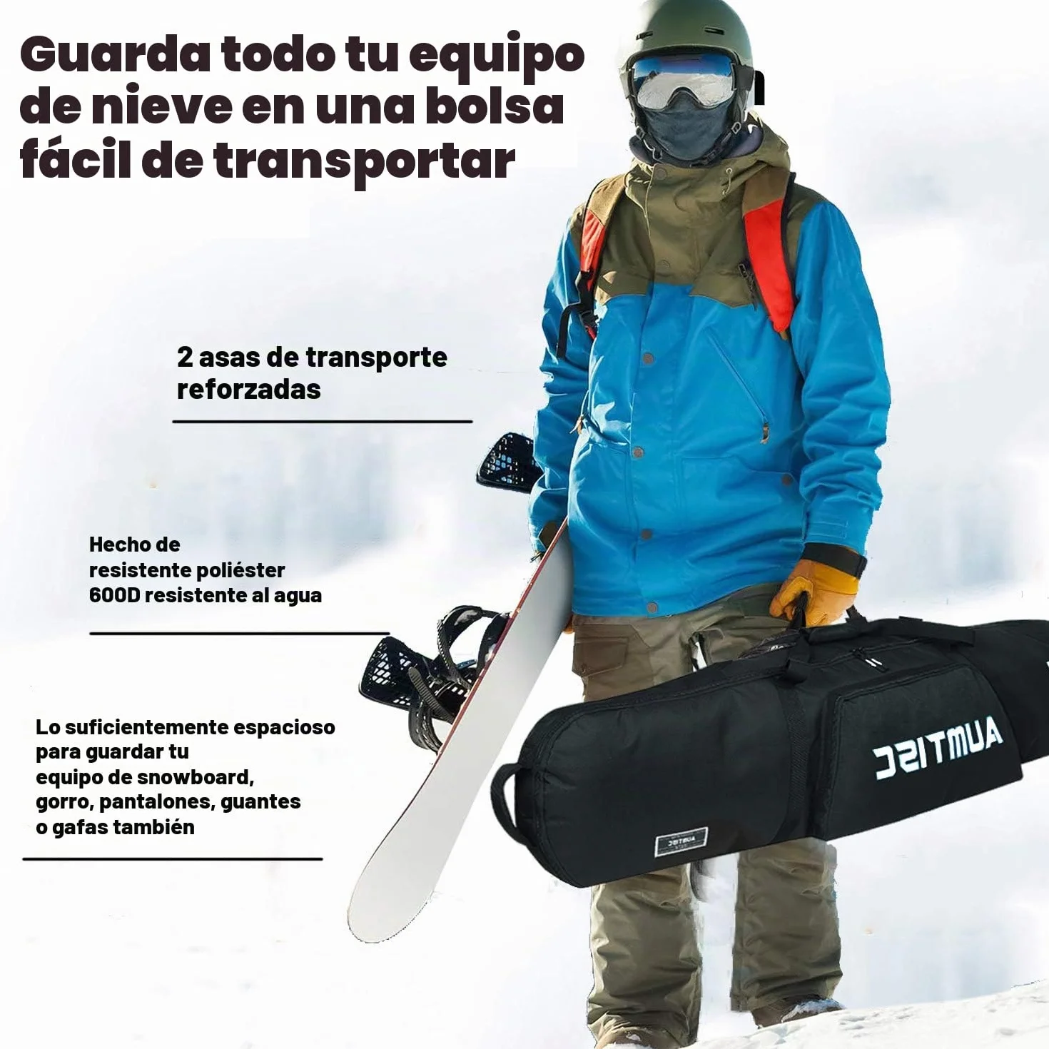AUMTISC Bolsa de Snowboard Acolchada para Viaje Largo