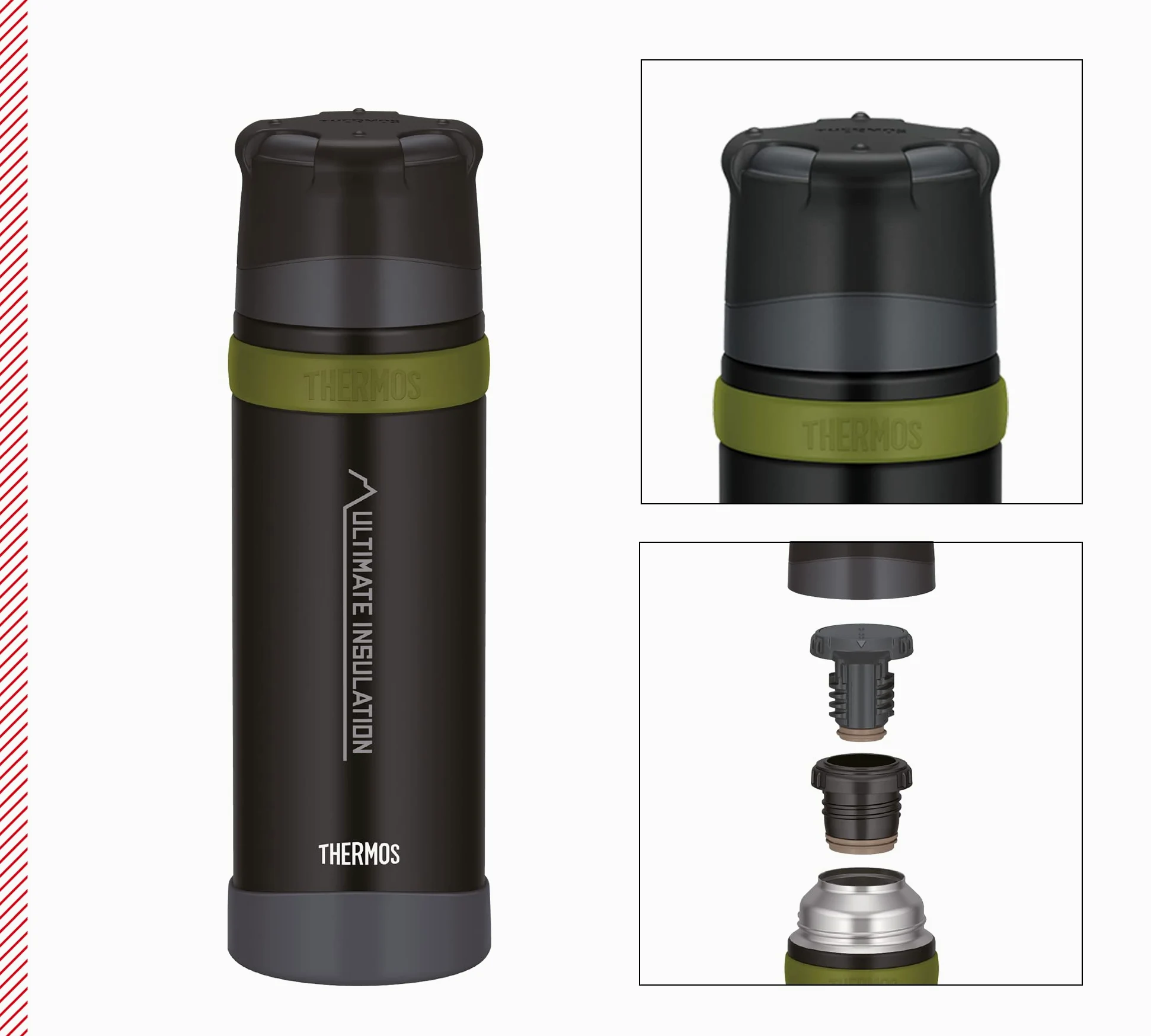 THERMOS Botella, Acero Inoxidable, Charcoal Black Mat, 0,7 Liter