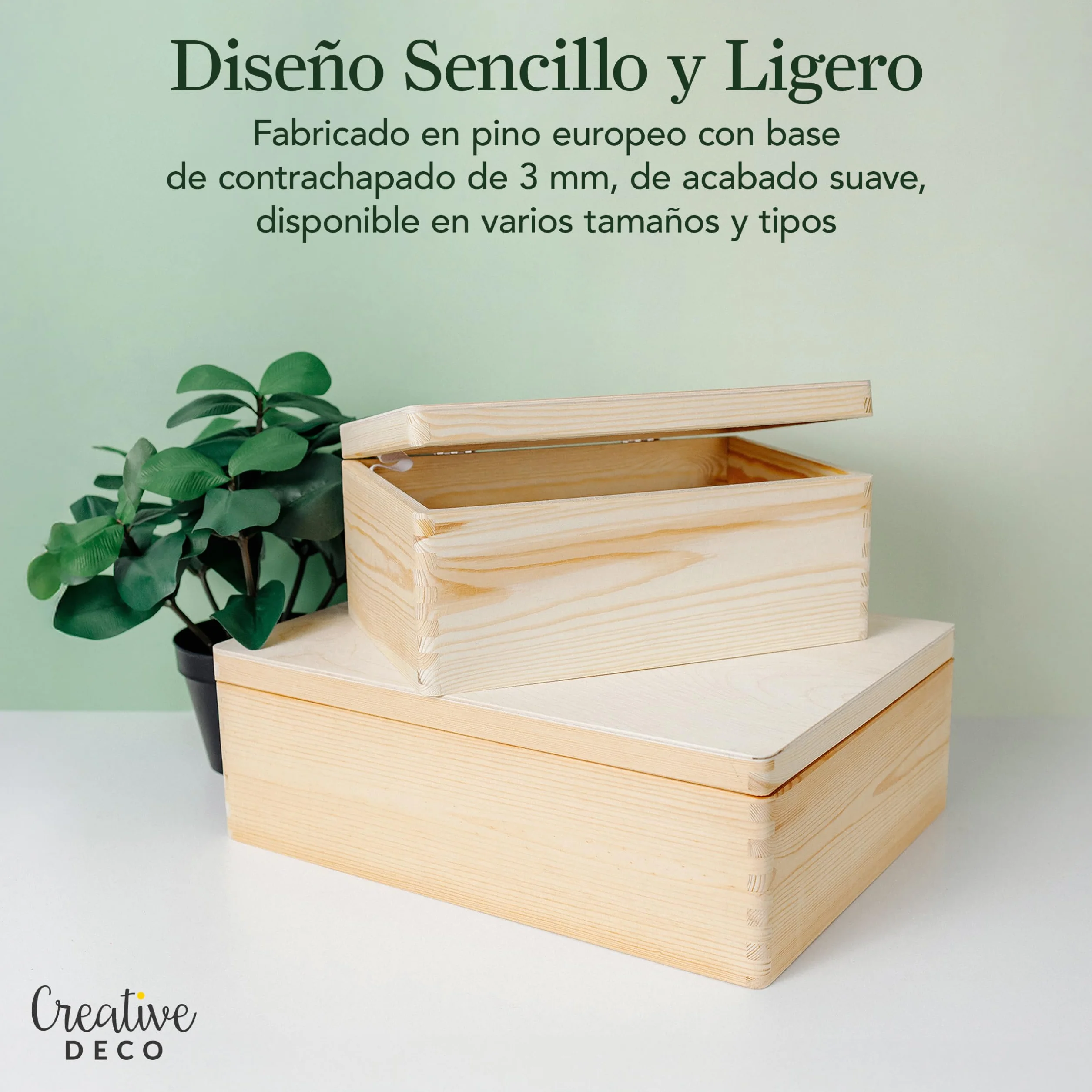 Creative DECO Grande Caja Madera Decorativa | 40 x 30 x 14 cm (+/-1cm) | con Tapa | Cofre Pascua Decorar Regalo Decoupage | Juguetes, Documentos, Objetos, Herramientas | EN BRUTO SIN LIJAR