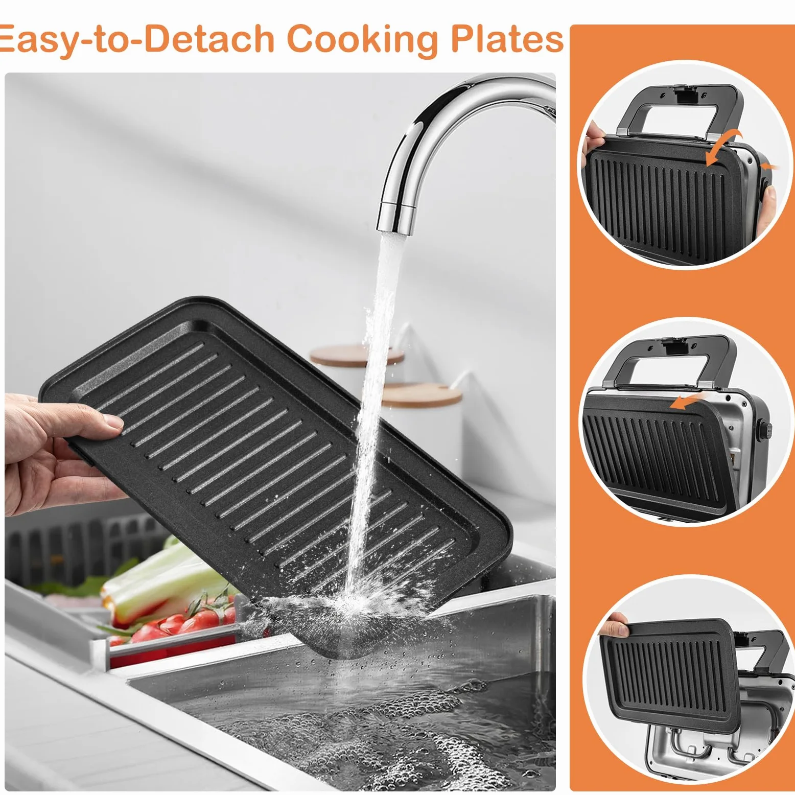 SOARS Sandwichera 3 en 1, 1200 W, máquina eléctrica Panini | 5 temperaturas ajustables, doble cara, parrilla extraíble y lavable, antisobrecalentamiento, color negro