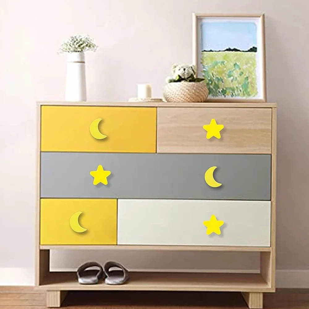 2 piezas Tiradores en Forma de estrella Manilla Puerta Habitación infantil Perilla para Cajón Asas de gabinete Tiradores Armarios de Goma Manijas Multicolor