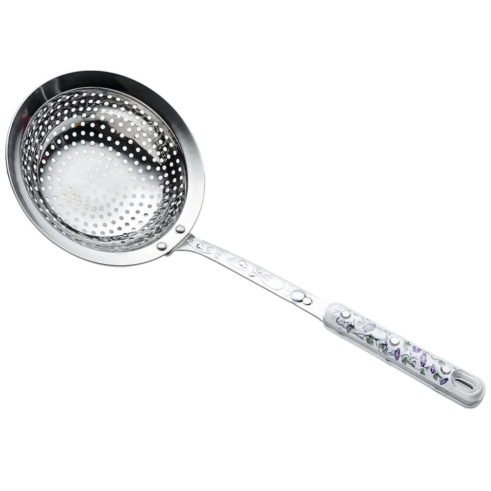 Colador De Malla Fina De Acero Inoxidable, Espumadera De Cocina con Mango De Flor, Colador para Pasta, Olla Caliente, Herramienta De Cocina, Embudo,A