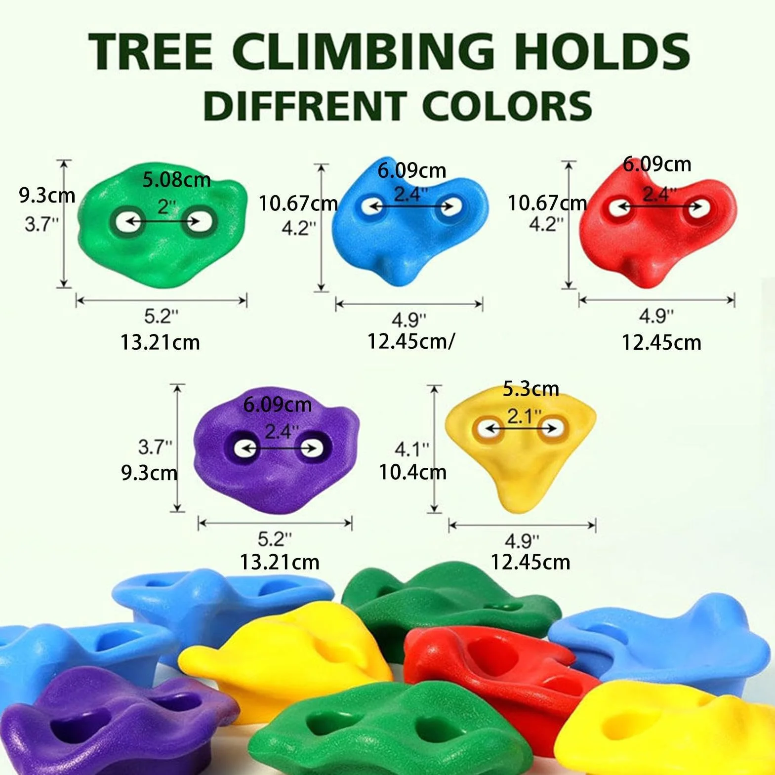 Presas de Escalada para Árbol Set Ligero de Entrenamiento Accesorio Jardín Patio Aire Libre Muro Infantil
