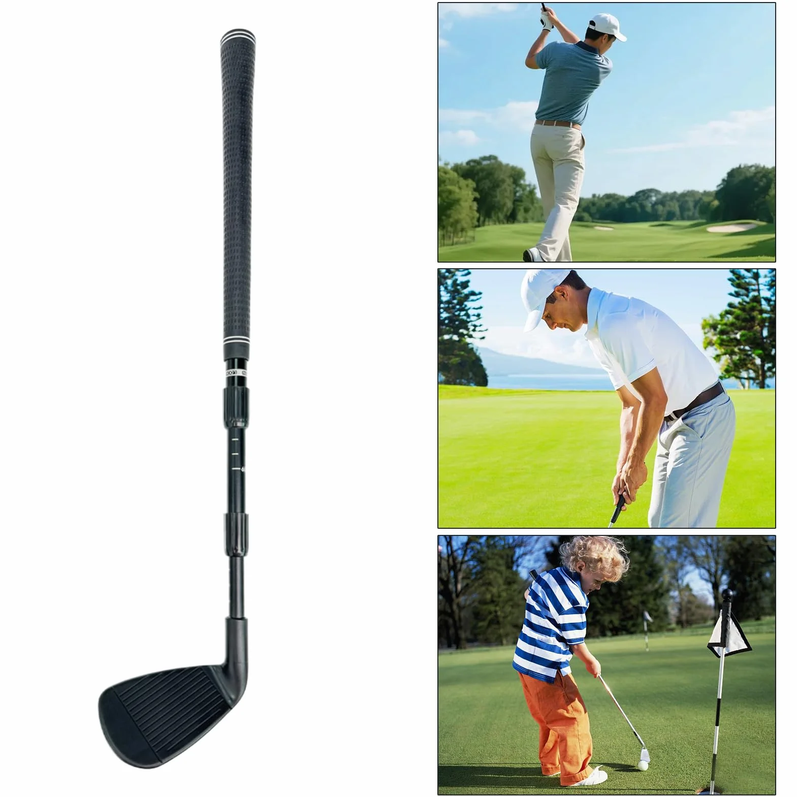 Putter de golf ajustable rojo, palo telescópico de entrenamiento doble vía para interiores y exteriores