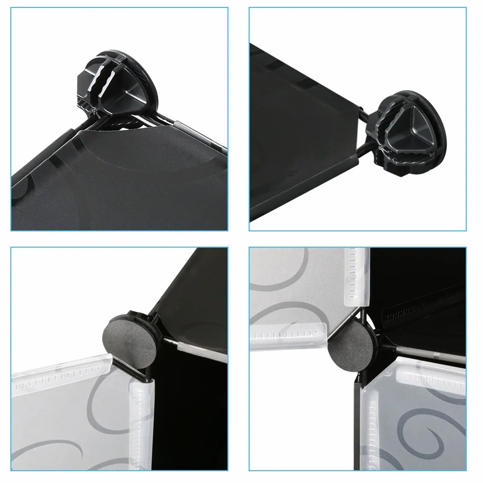 Mondeer Armario Plástico Opaco Ropero Estante Organizador Portable Aparador Gran Espacio con Dibujos de Estilo Clásico Blanco y Negro (12 Cubo)