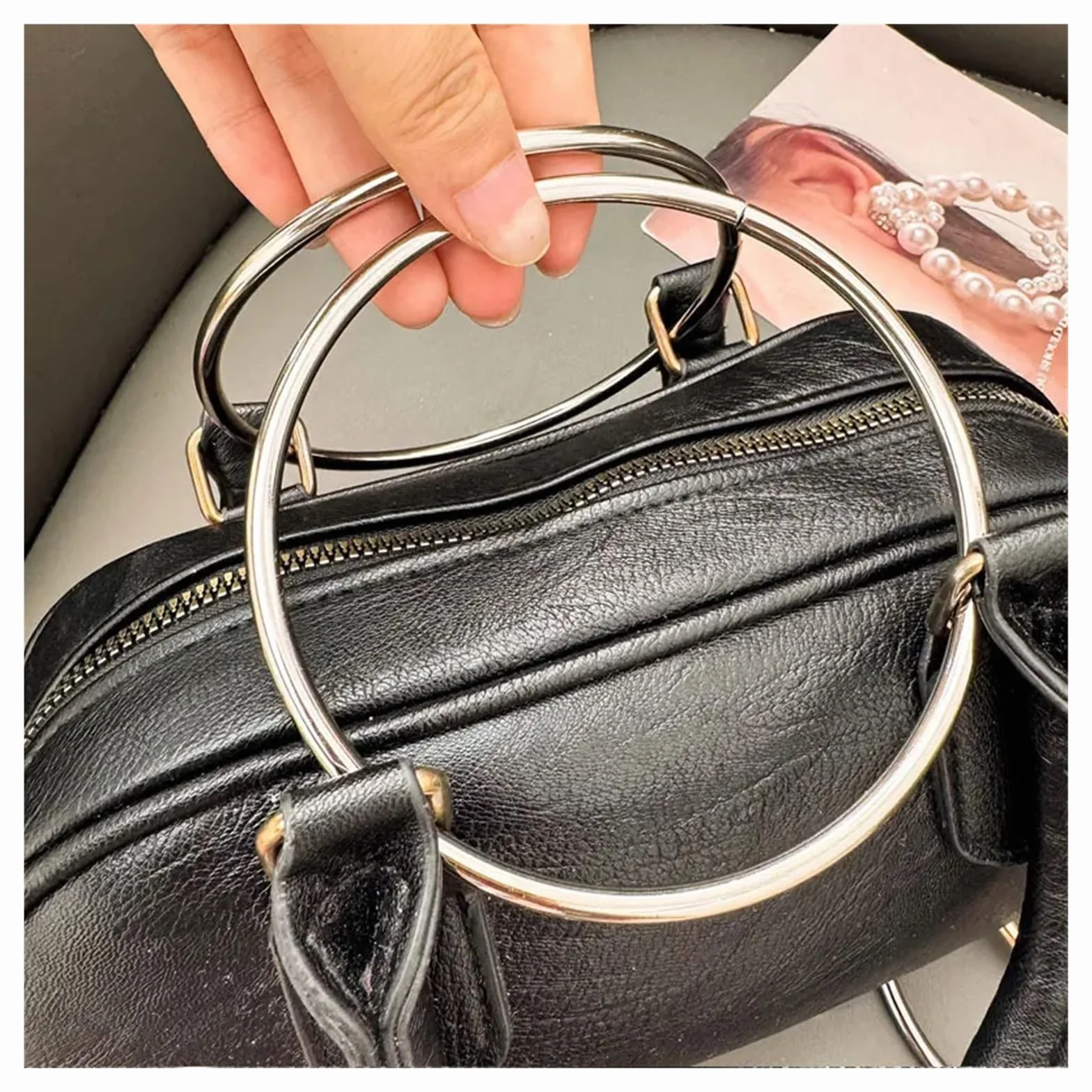 MRKU Asa de Madera para Bolso, Accesorios para Bolsos, Manualidades, Bricolaje, Redondo, 1/5 Piezas, Anillo de Hierro Redondo de Metal, Repuesto para Estuche de Mujer para Bolso