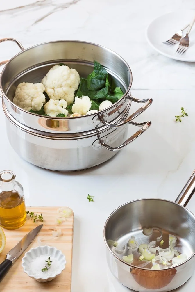 BRA Profesional | Set para cocinar al Vapor con Tapa 20 cm | Acero Inoxidable 18/10