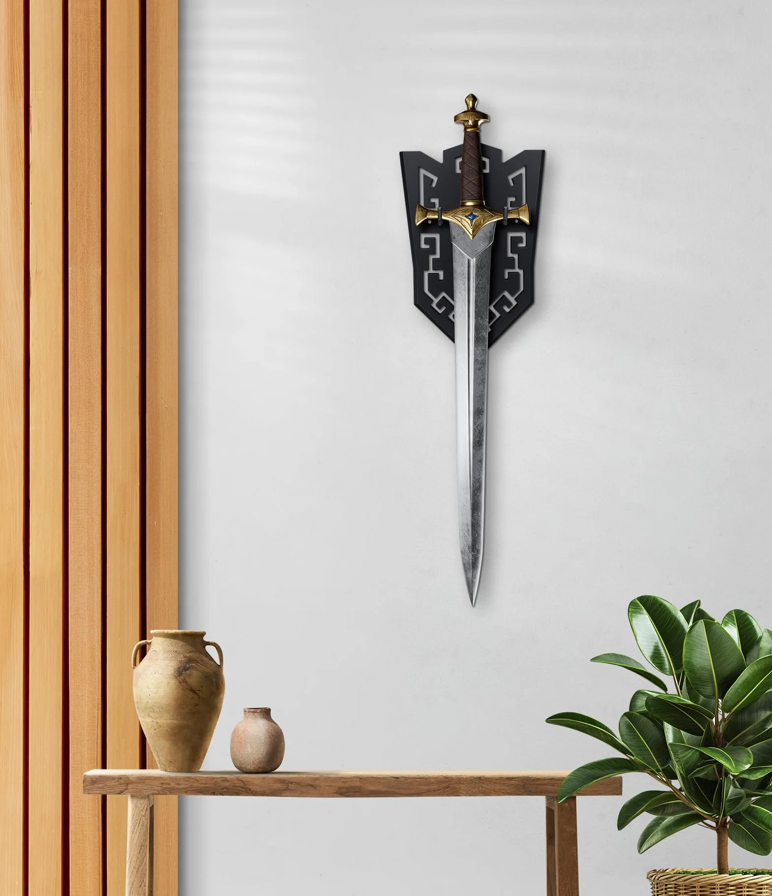 Soporte de pared vertical para espadas hachas arcos dagas