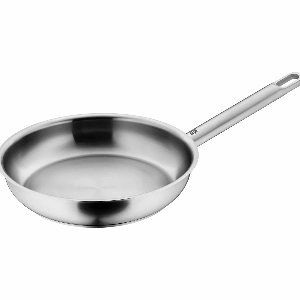 WMF Ultimate Sartén de acero inoxidable de 24 cm, sin revestimiento, fondo plano, inducción, acero inoxidable Cromargan pulido, apta para horno, apto para lavavajillas