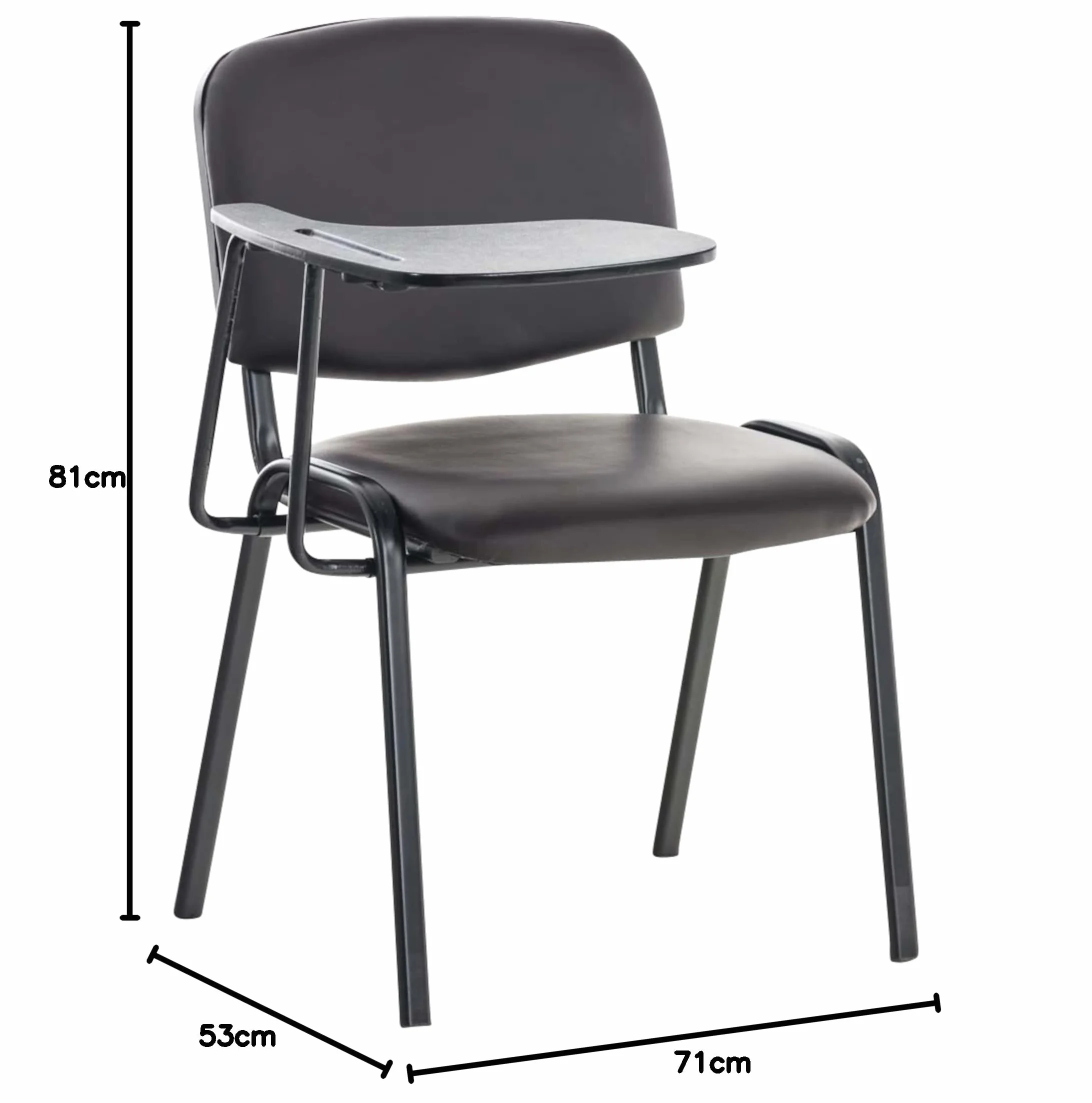 CLP Set De 4 Sillas Confidente Ken con Brazo Extensible I Sillas para Academias Tapizadas En Polipiel con Mesa Plegable, Color:marrón