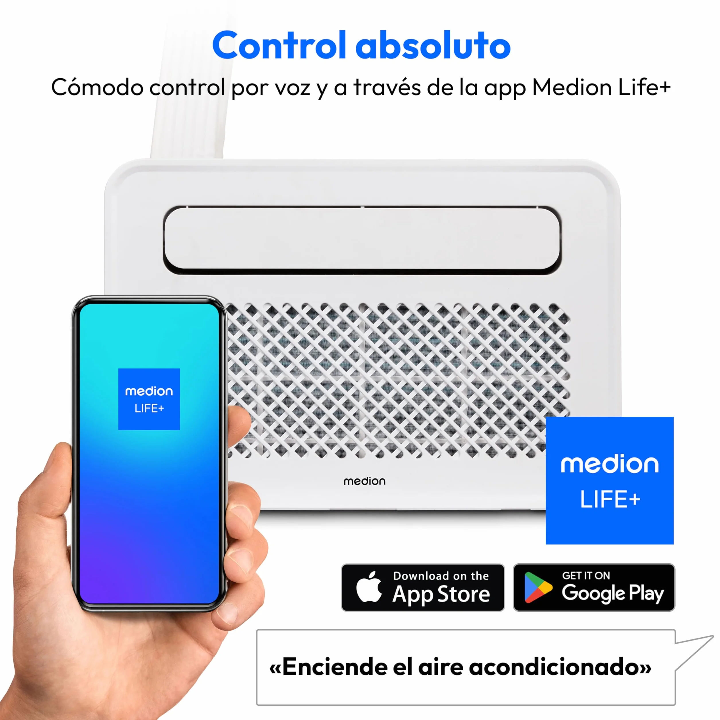 MEDION Smart Split Aire Acondicionado Caravana P502 (5000 BTU, 3 en 1, Refrigeración, Deshumidificación, Ventilador, hasta 12 m², ideal para caravanas, Campers, Modo Nocturno, WiFi, App, MD 37735)