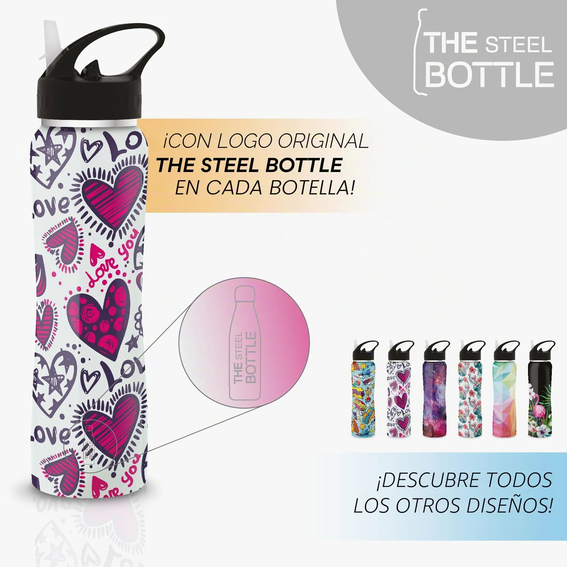 The Steel Bottle - Botella térmica de Acero Inoxidable, Aislamiento al vacío de Doble Pared, Capacidad 500 ml, Cierre hermético, Botella portátil