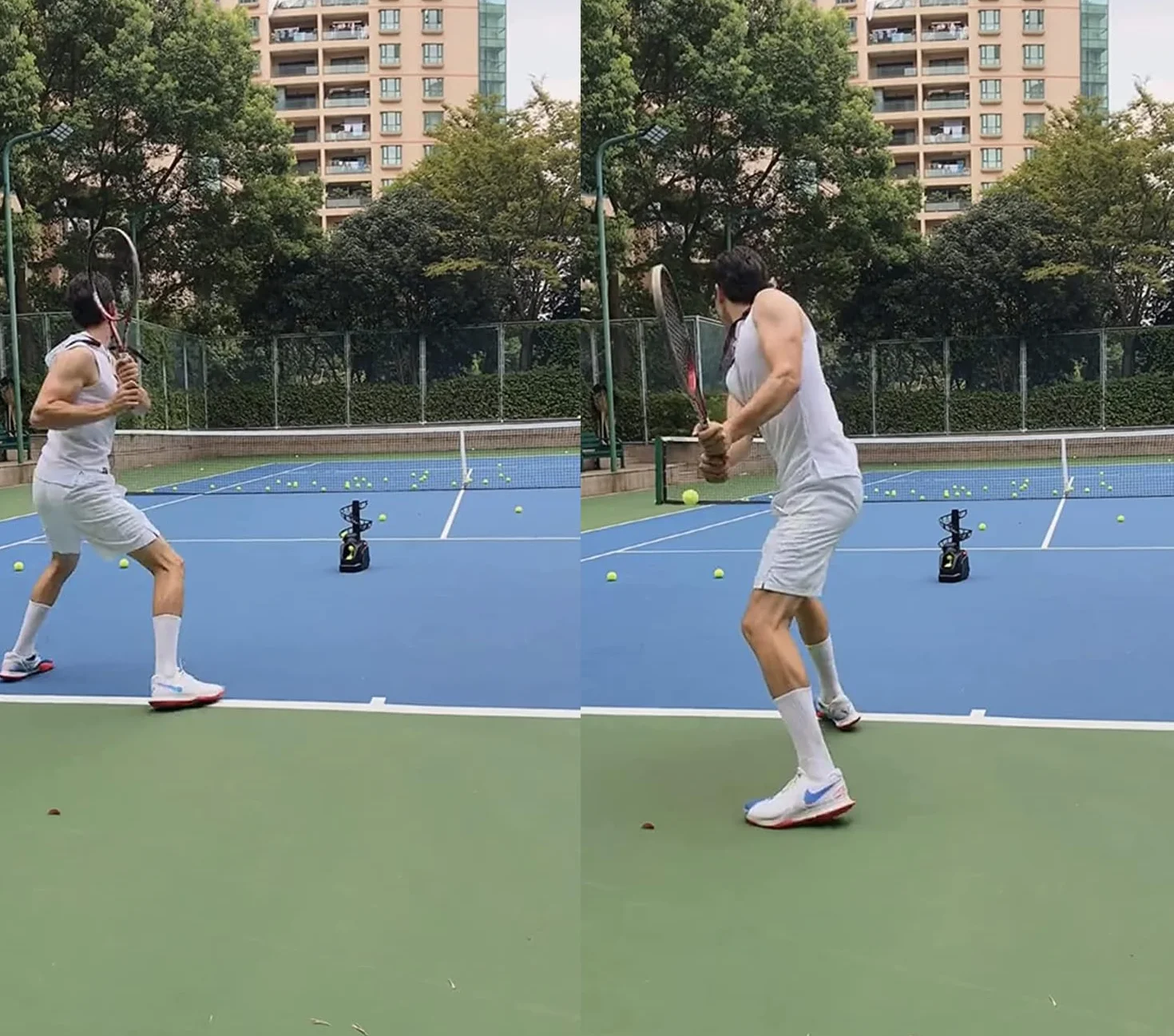 Entrenador Tenis Lanza Pelotas 3 LB, 10 Bolas, AC/Batería, USB