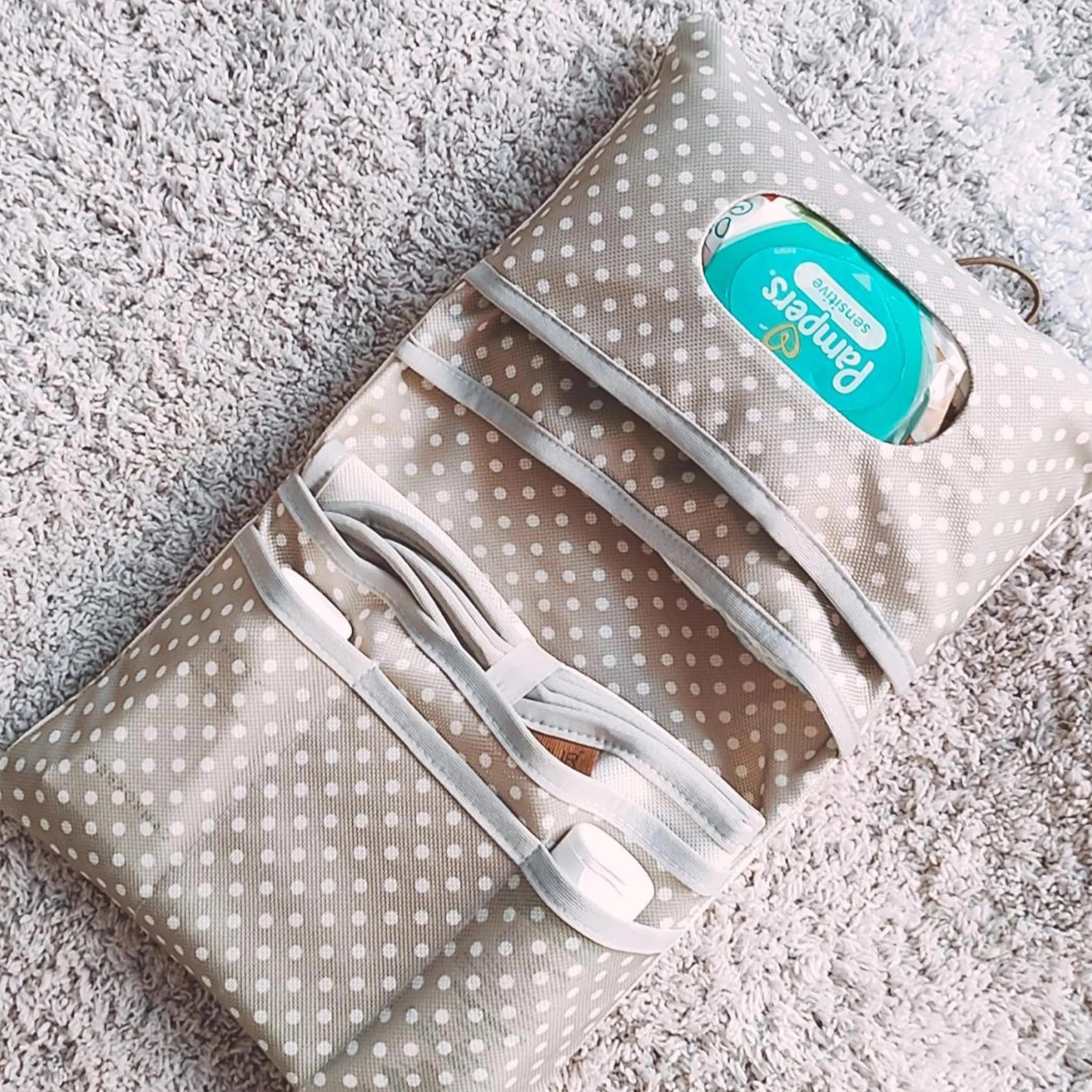 HAMUR HOME Bolsa De Pañales 2 En 1 Y Bolsa De Cosméticos - Organizador Para Bebés (Leaves)