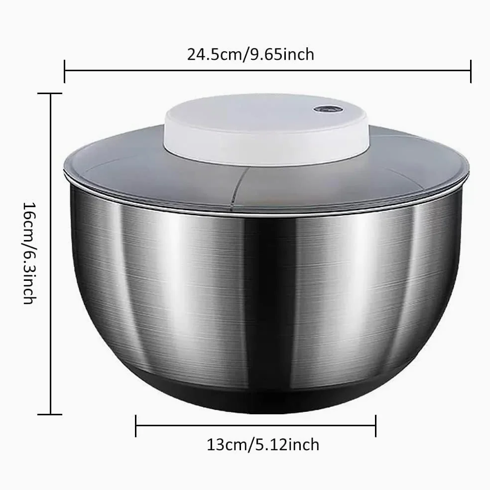 Centrifugador eléctrico de ensalada, recargable por USB, secadora de lechuga de 4,5 L, lavadora de verduras sin BPA con cesta de drenaje para lechuga fresca, verduras y frutas