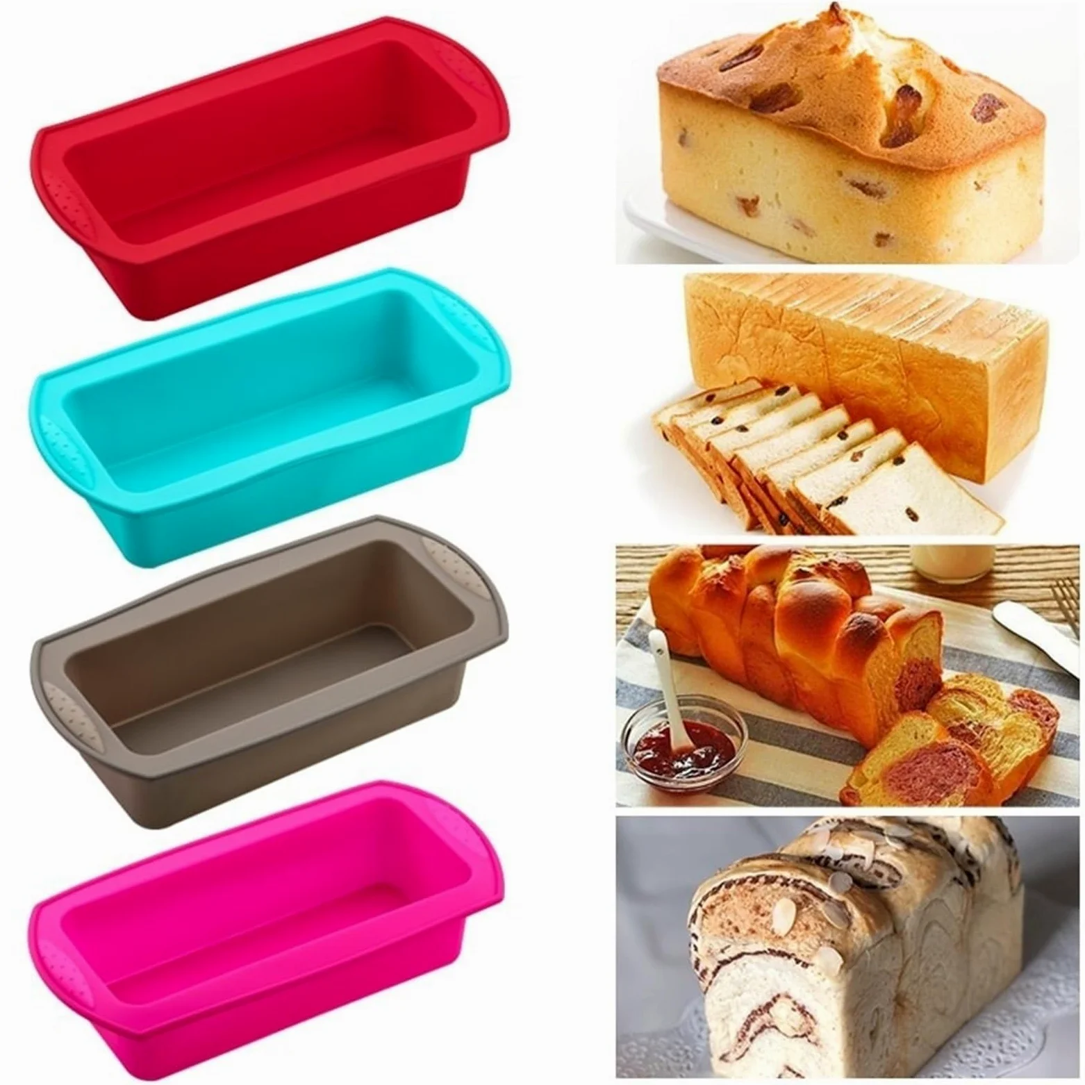 2 moldes rectangulares de silicona for tostadas caramelo, utensilios cocina for hornear pasteles, sartenes y herramientas for Para Hornear Pasteles Y Pan(Sky Blue)