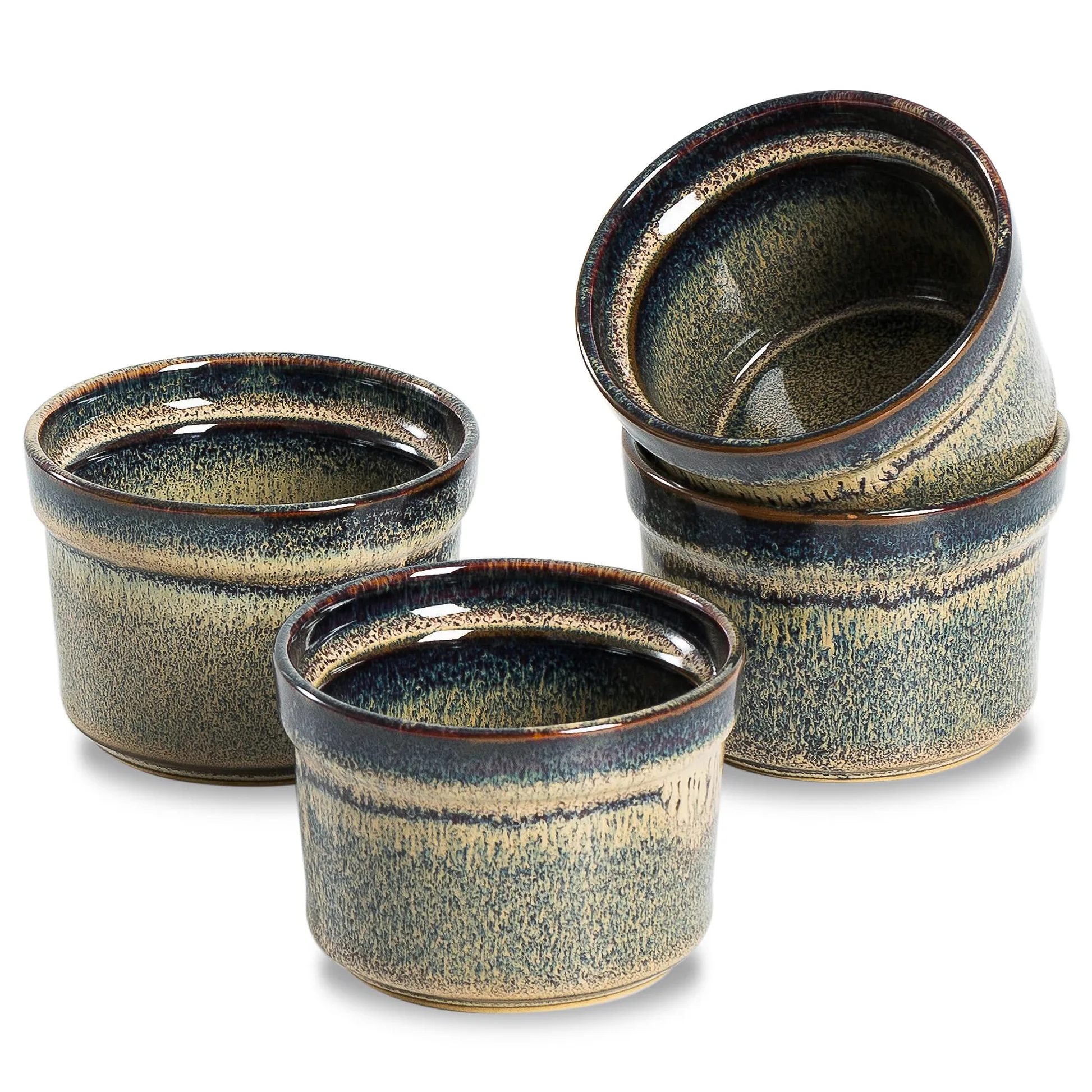 Cerámica Ramekins 5 onzas, porcelana Ramekins juego de 4, apto para horno, pequeños ramequines para hornear para platos de crema Brulee