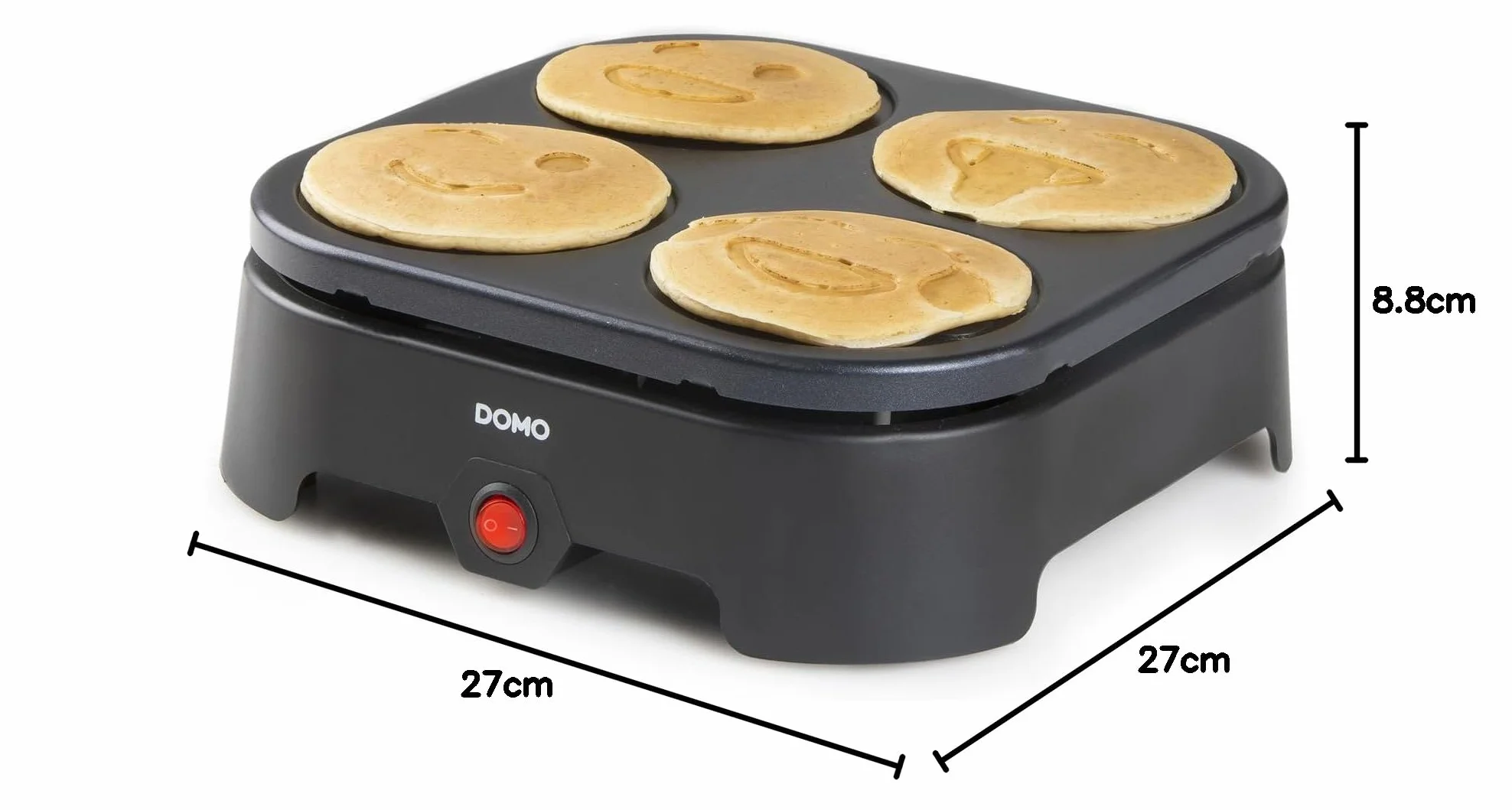 DOMO ELEKTRO DO8718P Emoji Crepe Pancake Maker, hierro fundido, multicolor