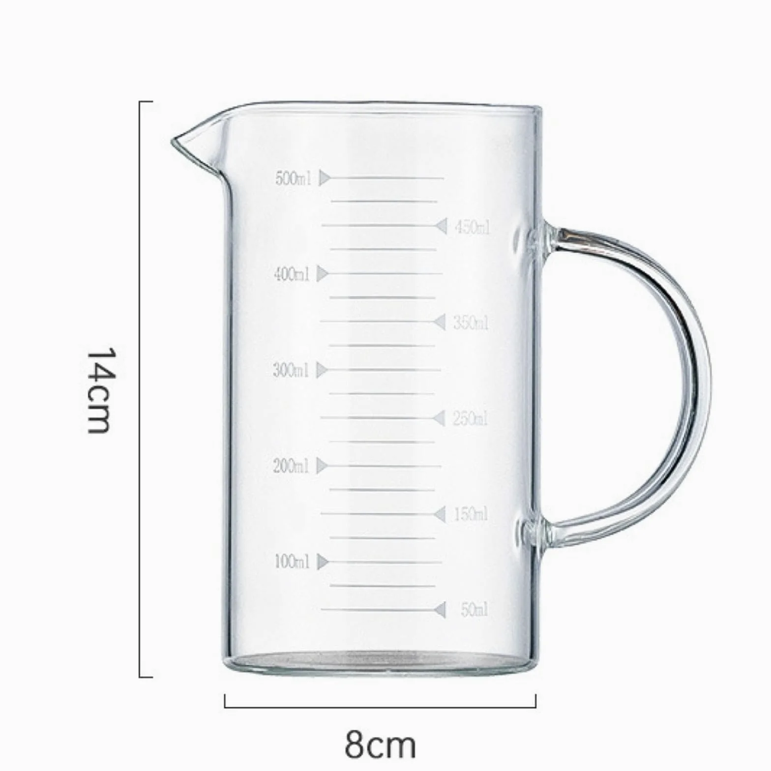 2X Vaso Medidor de Vidrio de Borosilicato de, Vaso Medidor, Jarra Medidora para Restaurante.