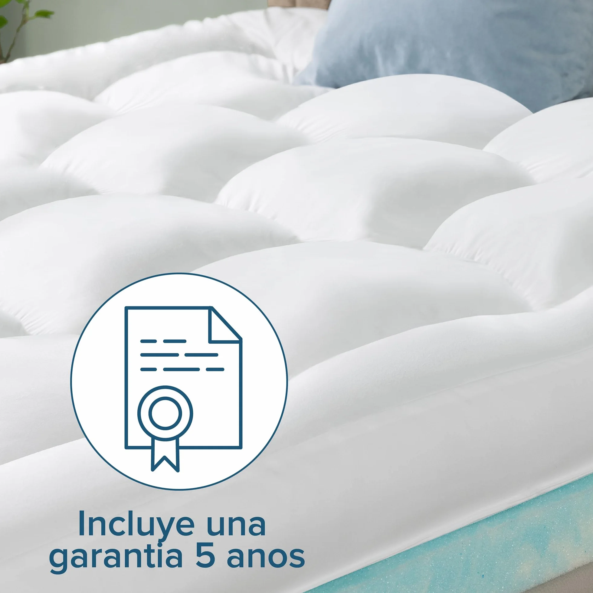 Zinus Topper 90x190 cm – Grosor de 10 cm – Sobrecolchón de Espuma con ventilación refrescante – Firmeza Media – Funda Suave y Transpirable – Certificado Oeko-Tex