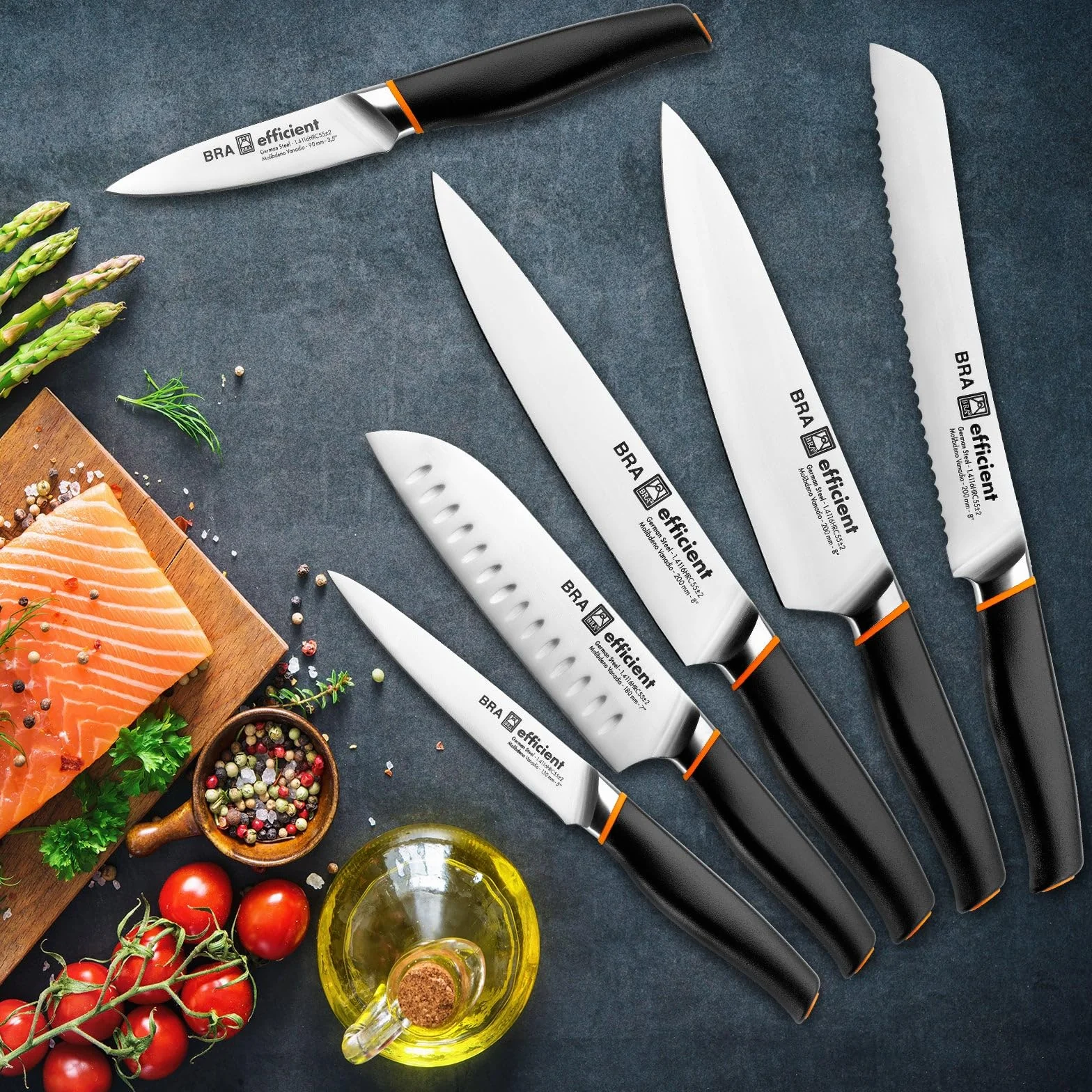 BRA Efficient | Cuchillo Cocinero, Acero Inoxidable, Gris, 3x5x32 cm, Talla única