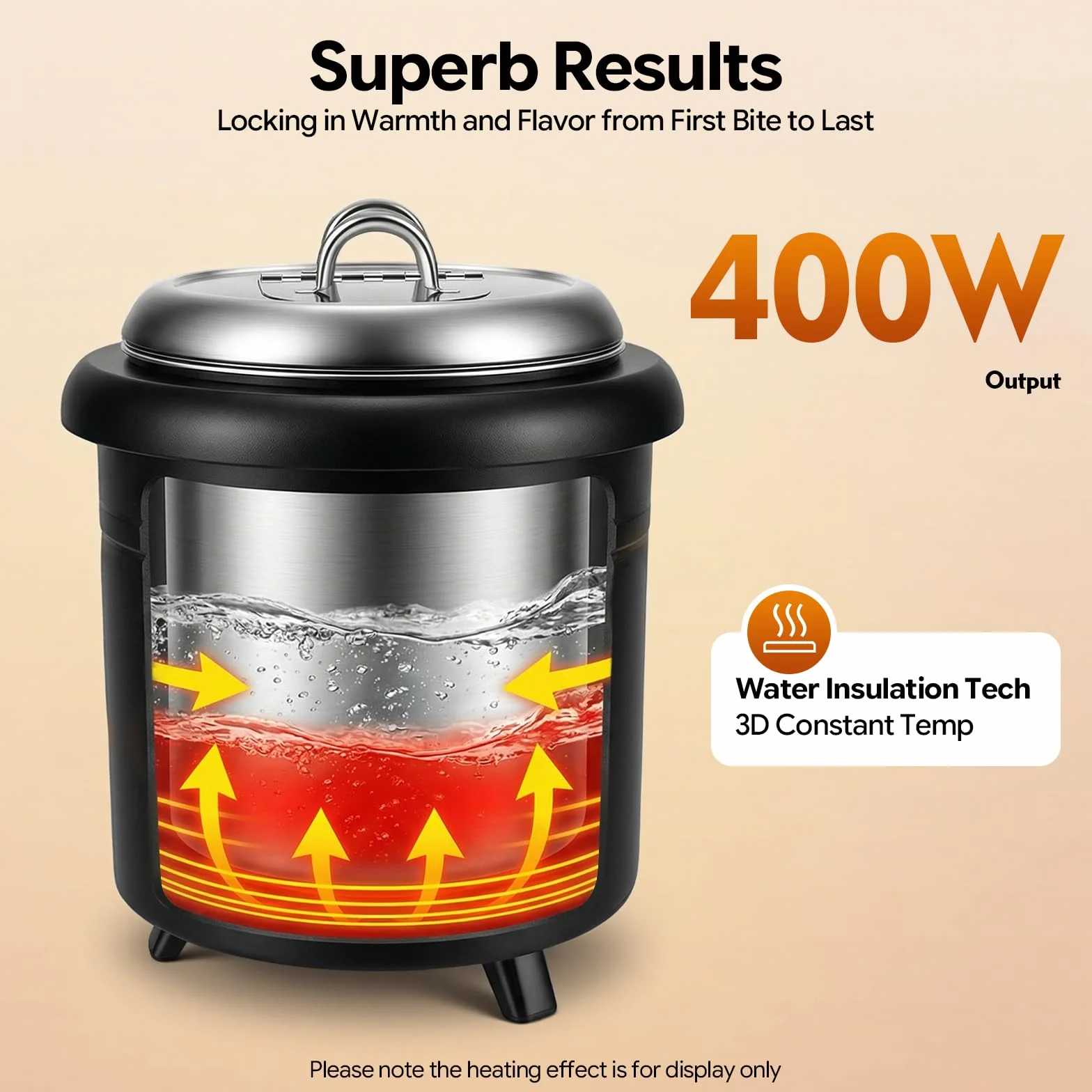 Multicooker eléctrica, 12 L, calentador de sopa, olla caliente eléctrica portátil, hervidor de sopa de 400 W, para calentar estofados, quesos, hervidas incluso bebidas calientes