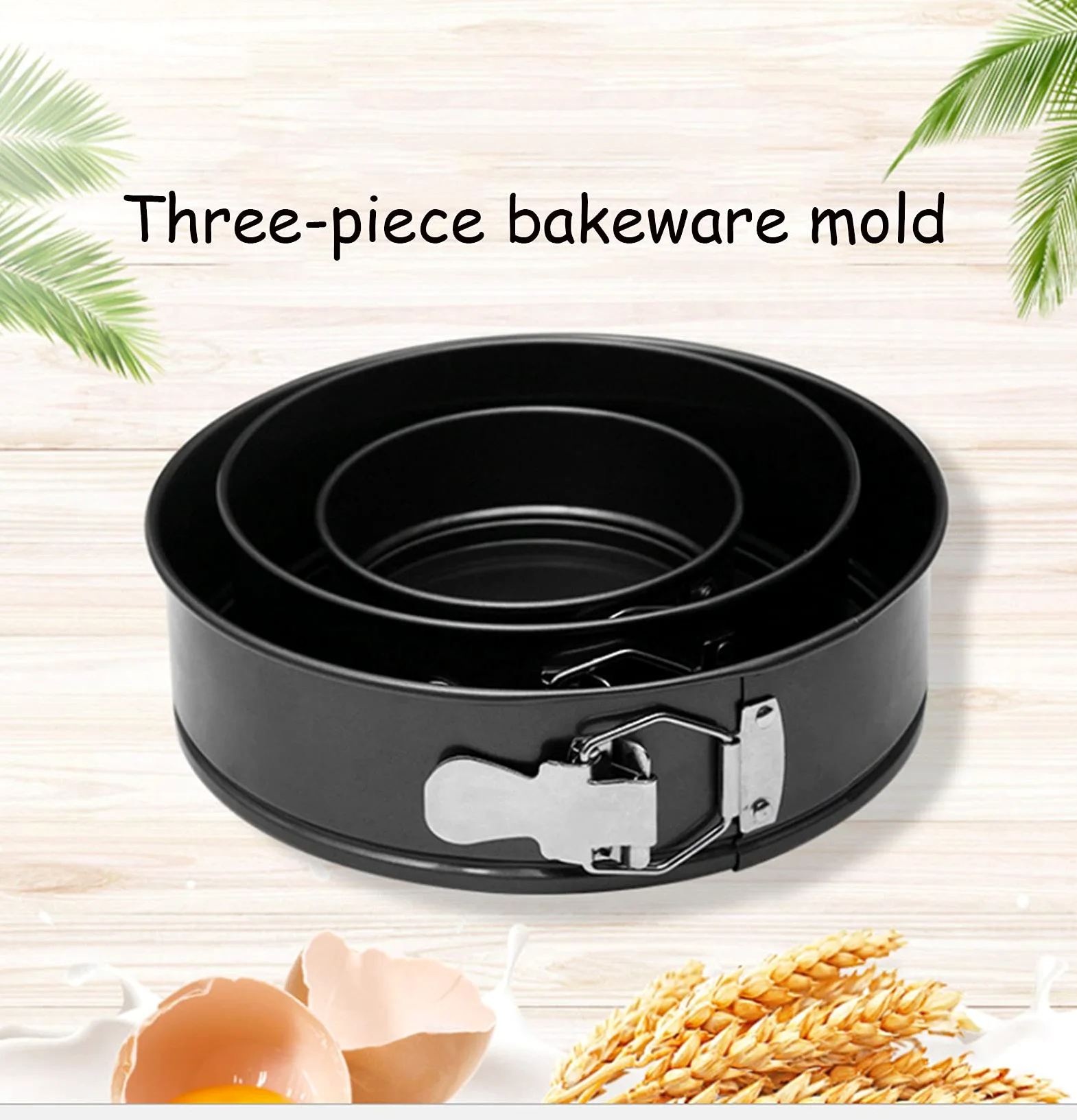 Juego de 3 moldes Desmontables antiadherentes para Tarta de Queso, a Prueba de Fugas, Redondos, Incluye 3 moldes Desmontables de 4", 7" y 9", Color Negro.，4 Inch 7 Inch 9 Inch