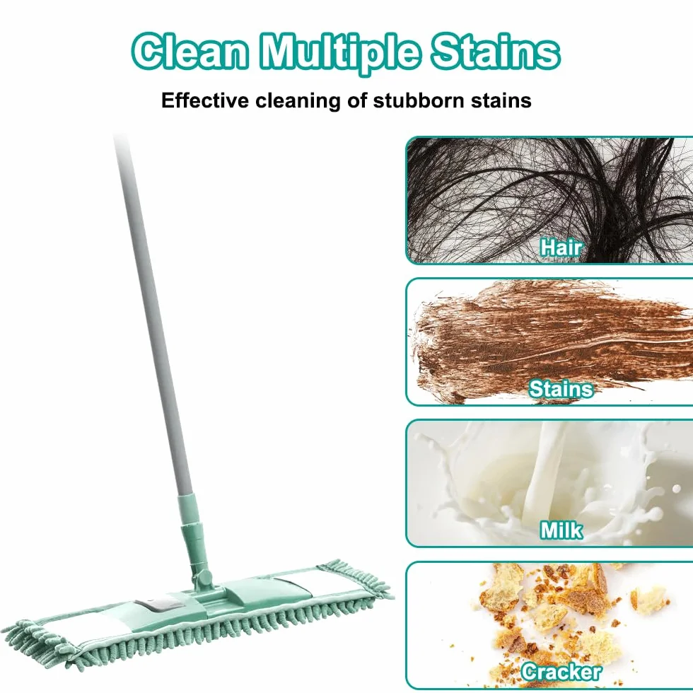 2 Piezas Mopa Funda de Recambio,43 x 13cm Recambio Fregona para Mopa Microfibra Kit,Repuesto de Almohadilla para Fregona,Paño de Repuesto Mopa Microfibra para Baldosas,Suelos Laminados,Suelos Madera
