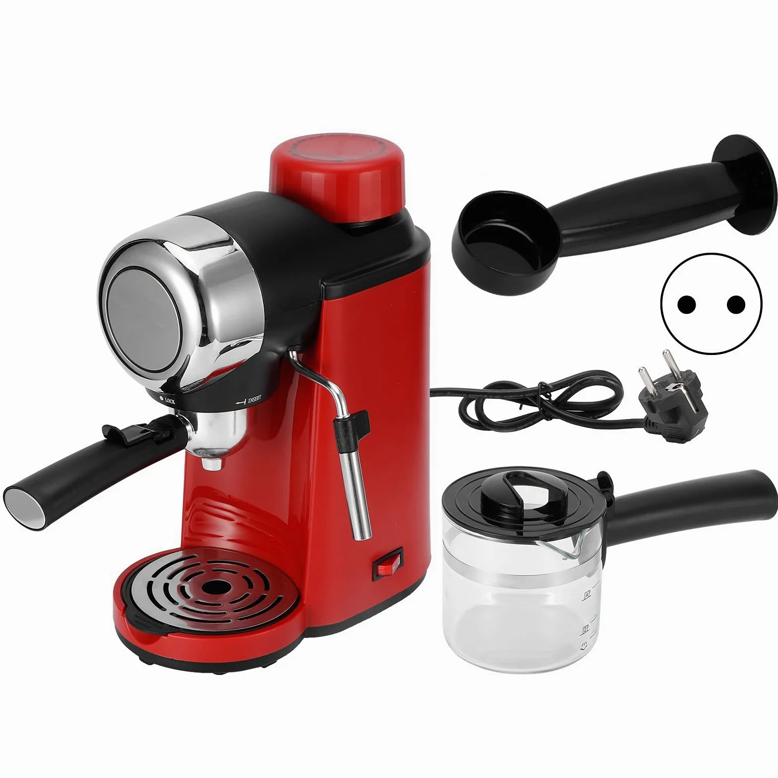 Máquina de café de filtro, máquina de espresso, cafetera de tanque de agua extraíble de alto rendimiento, filtro reutilizable de elaboración rápida (normativa británica)