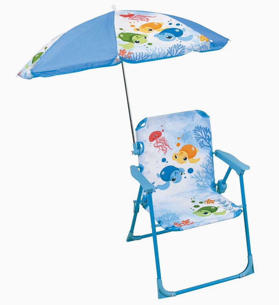 Fun House Niño 713516 MA - Silla Plegable para Tortuga (H.53 x 38,5 x 37,5 cm, con sombrilla Ø65 cm, Color Azul