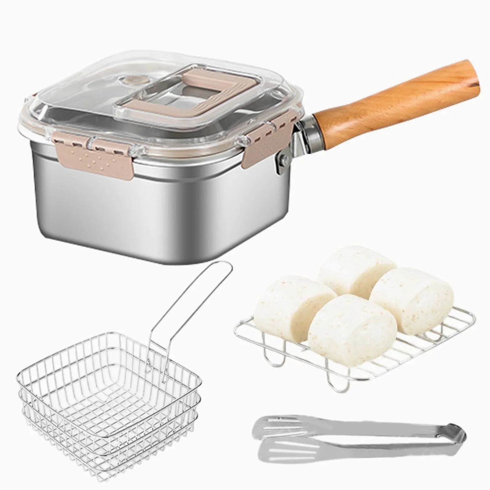 Freidora - Sartén multifuncional - Freidora de acero inoxidable a prueba de salpicaduras para patatas fritas pollo y más apta para lavavajillas