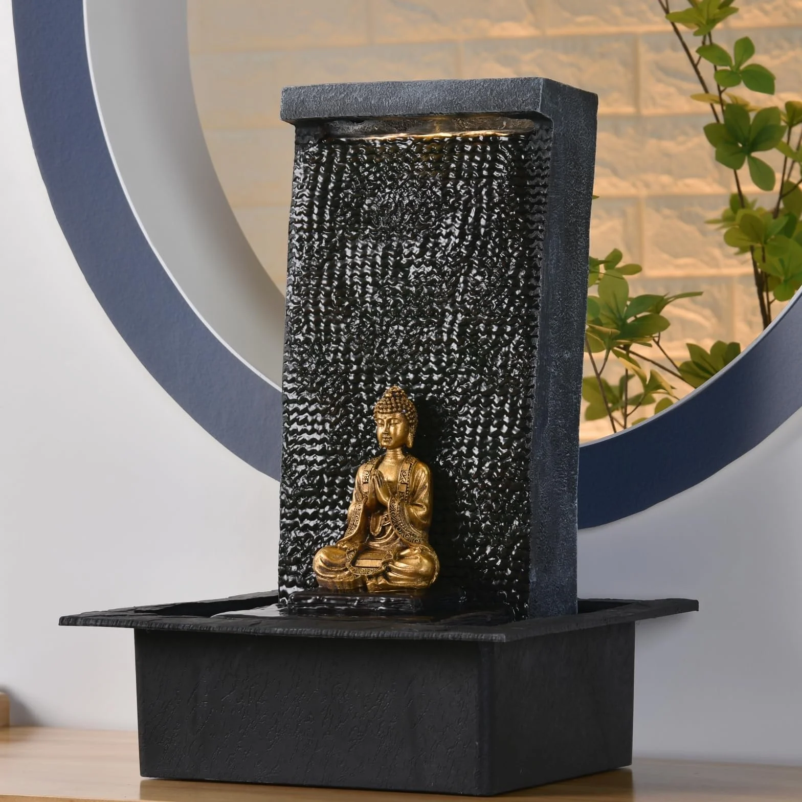 Zen'Light Zenitude Fuente de poliresina Negra 31 x 31 x 42 cm