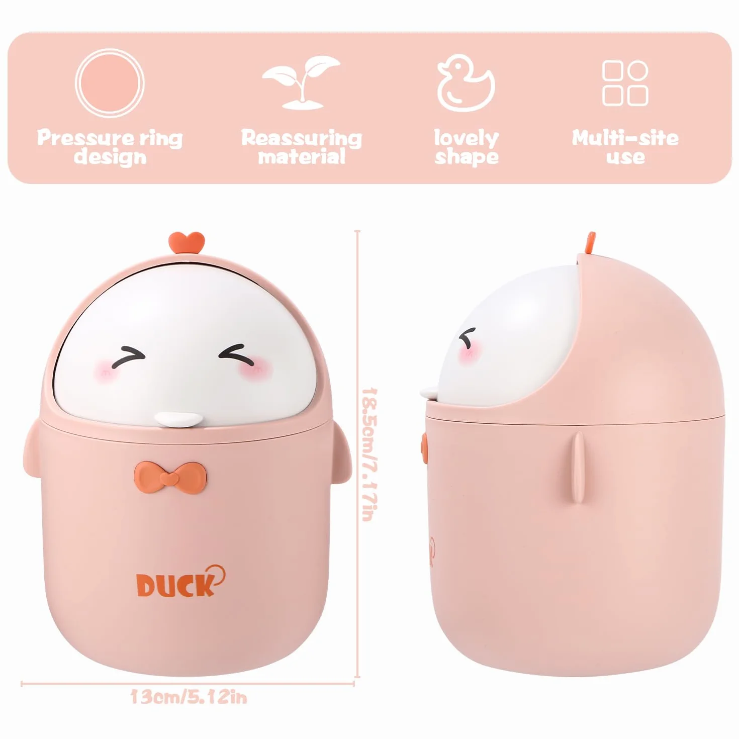 Huifoo Mini Cubo de Basura de Mesa con Tapa - Decoración Kawaii, Caja de Almacenamiento
