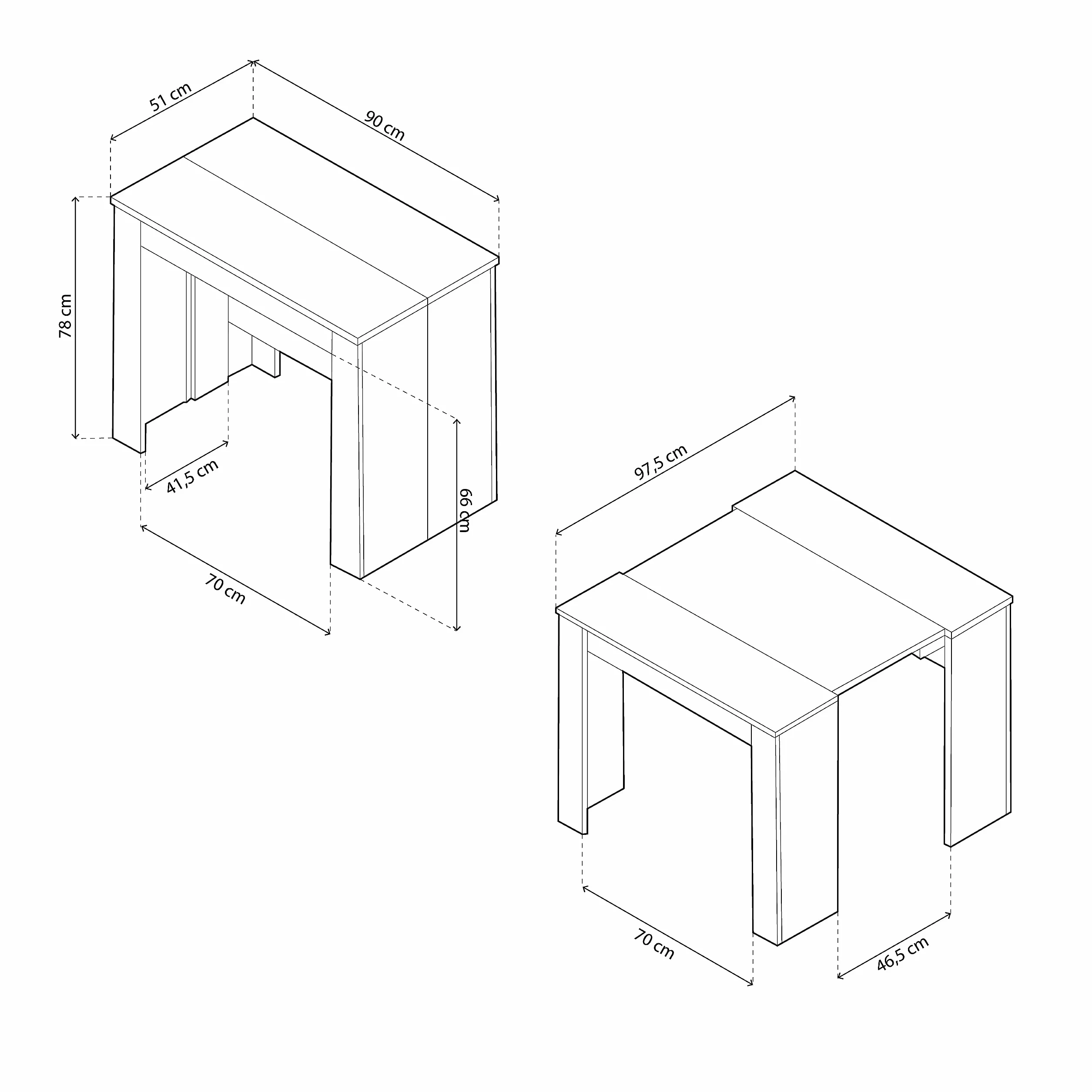Habitdesign – Mesa Extensible para Comedor, Mesa Ampliable para Salón o Cocina - 5 Posiciones y hasta 10 Comensales - Roble Canadian - 50-235x90x78 cm - Modelo Consola