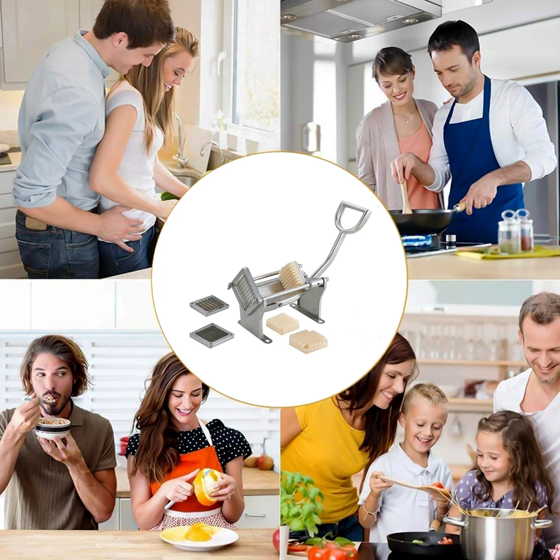 Cortador de frutas y verduras – Máquina de corte manual de patatas fritas, cortador de alimentos multifuncional para verduras, frutas, pepino