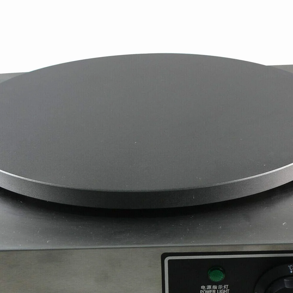 Futchoy - Crepa profesional con cuchara de madera 3000 W, crepera antiadherente, temperatura ajustable 50-300 ℃, para crepes, φ400 mm, moderno, profesional, acero inoxidable