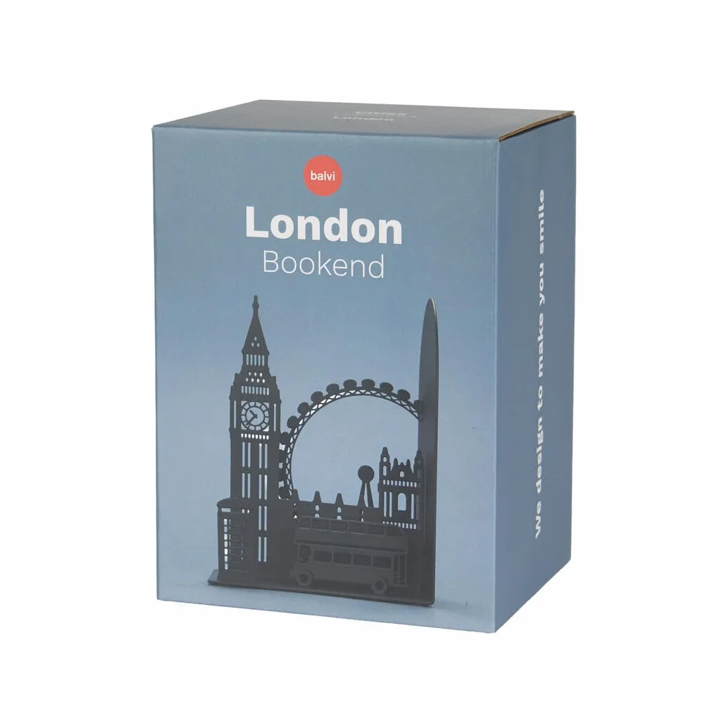 Balvi Sujetalibros London Color Negro Resistente y Antideslizante Metal
