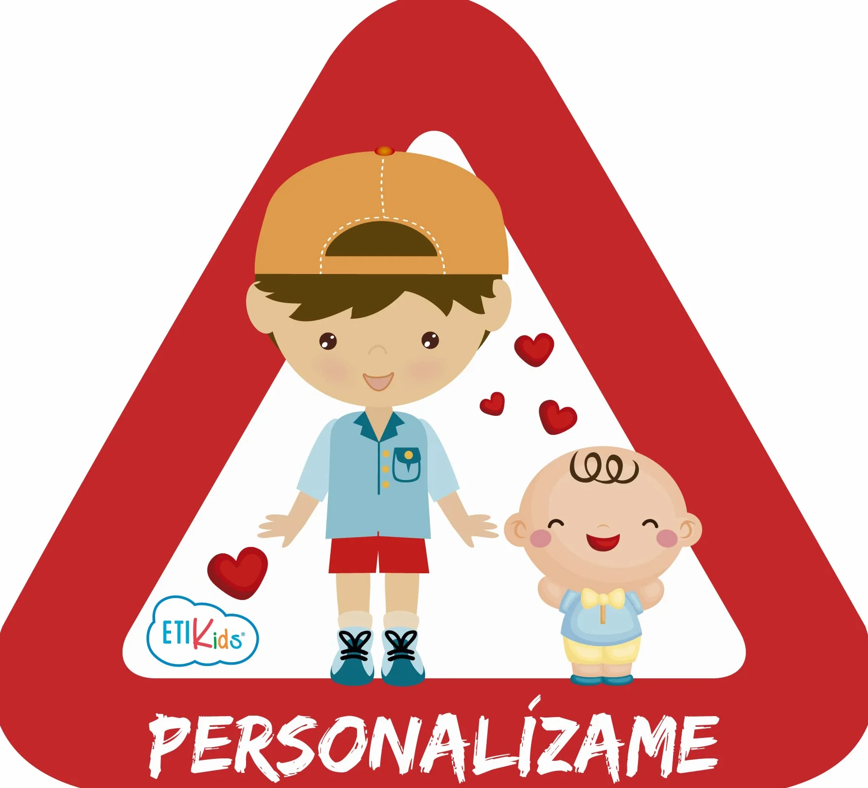 Pegatina Bebé a Bordo Personalizable de Vinilo para Coche o Moto, Diversos Modelos como Hermanos a Bordo, Gemelos a Bordo, Héroes a Bordo, Tamaño 15x13.7 cm, Color Hermanos