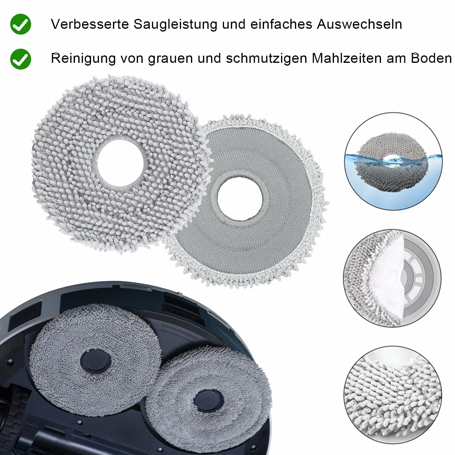 8 Unidades de toallitas para Roborock Q Revo, Lavables/Reutilizables, Microfibra, Accesorios de Repuesto, adecuados para la Limpieza de dormitorios, Salas de Estar, hoteles