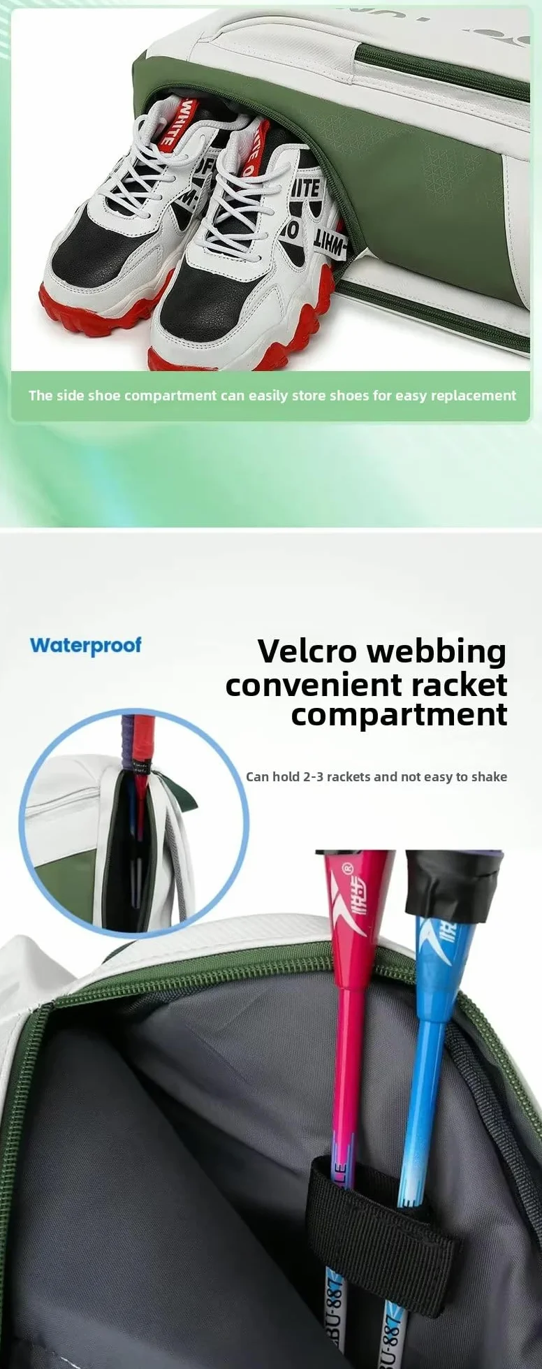 YONEX Mochila deportiva bolsa de raqueta con múltiples compartimentos para bádminton y tenis compartimento para zapatos