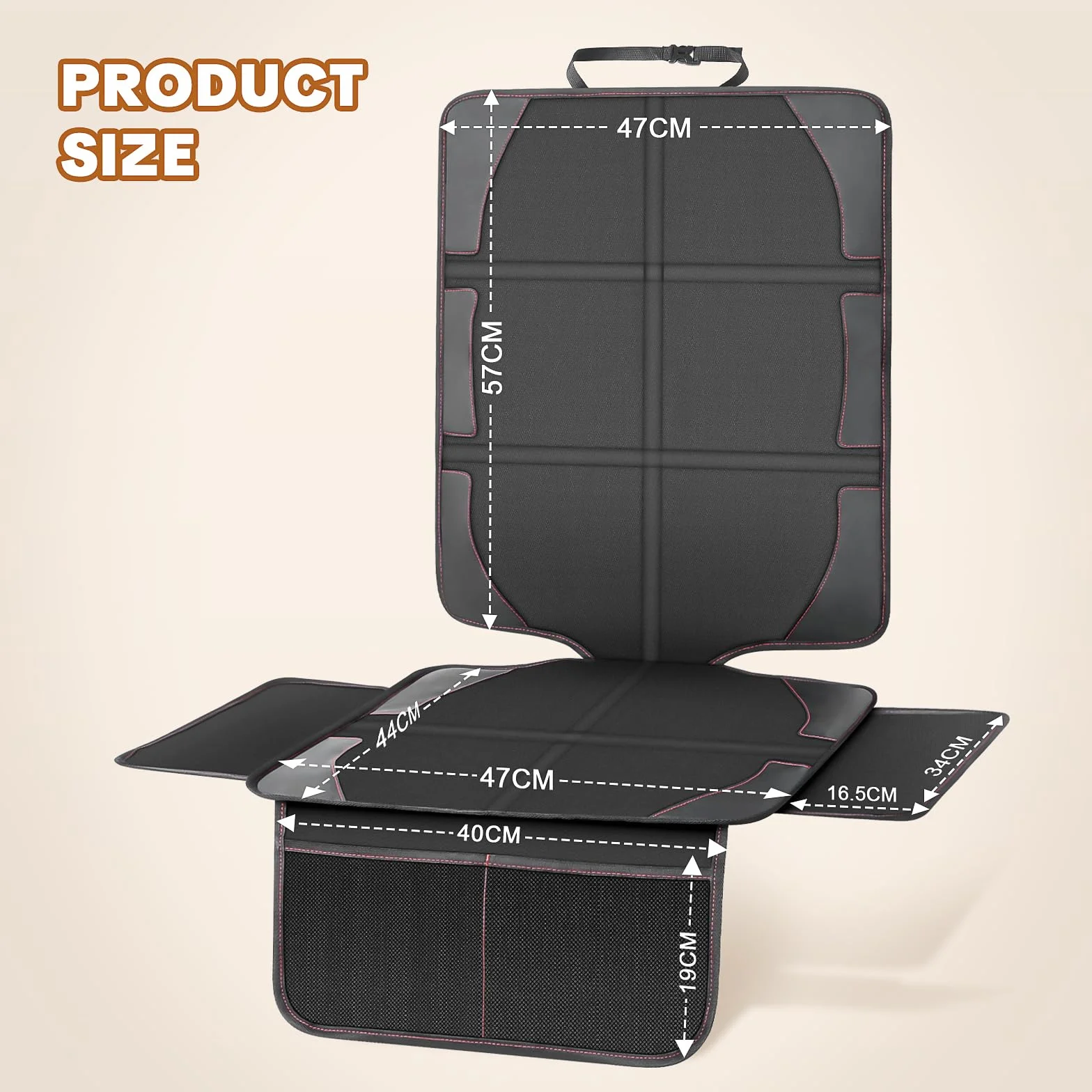Protector de Asiento para Coche Impermeable Antideslizante con Bolsillos Negro