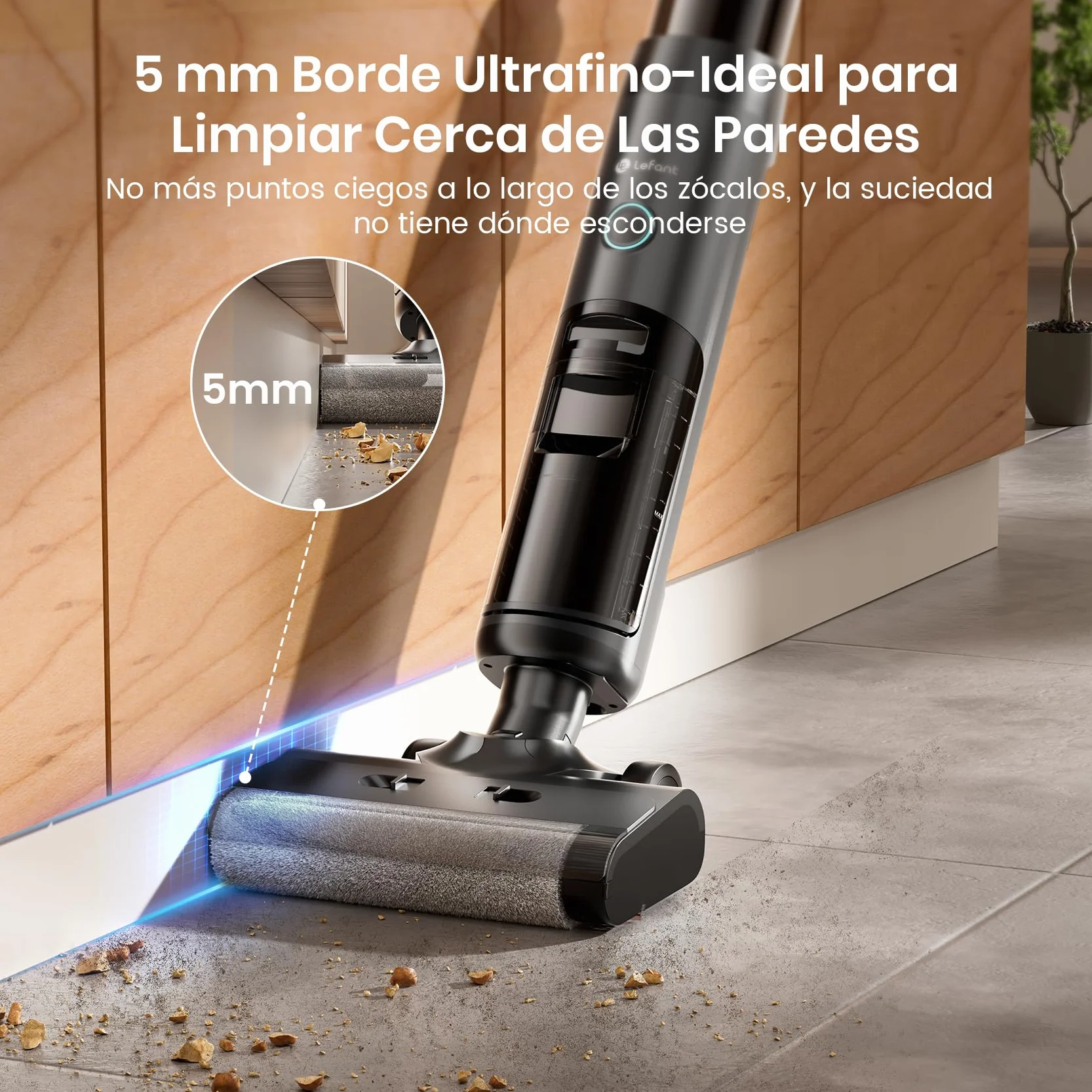 Lefant LS200 Aspiradora Fregadora Sin Cable, 13 000 Pa, 3 en 1 Barre Aspira Friega, 30 Min de Autonomía, 216㎡, Borde de 5 mm, Autolavado, Ligero y Fácil de Usar, para Suelos Duros