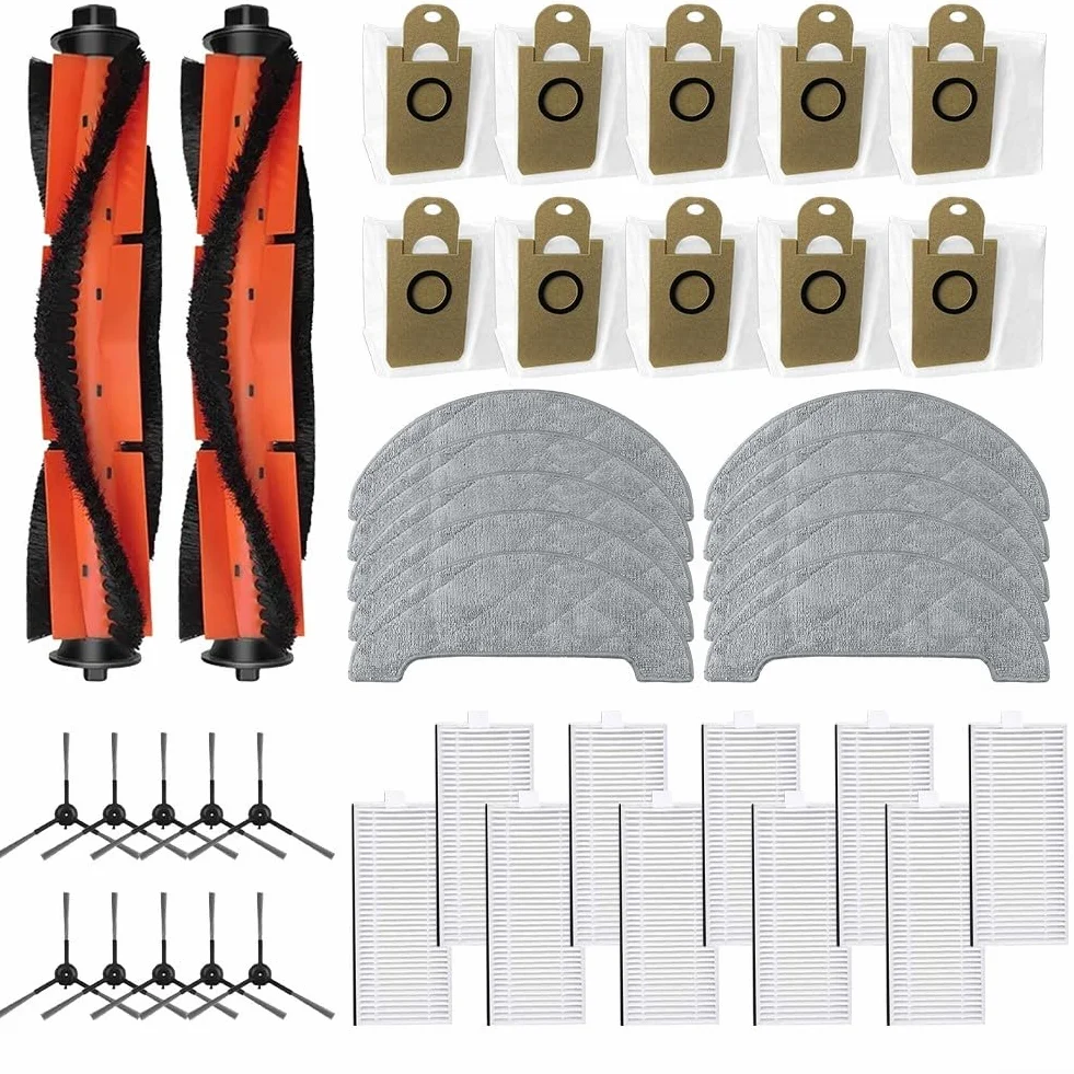 Kit de piezas de repuesto para aspiradora compatible con RV1 Pro y RV1 Pro Max, incluye filtro de cepillo lateral principal, bolsa de polvo y cepillo de rodillo para limpieza profunda