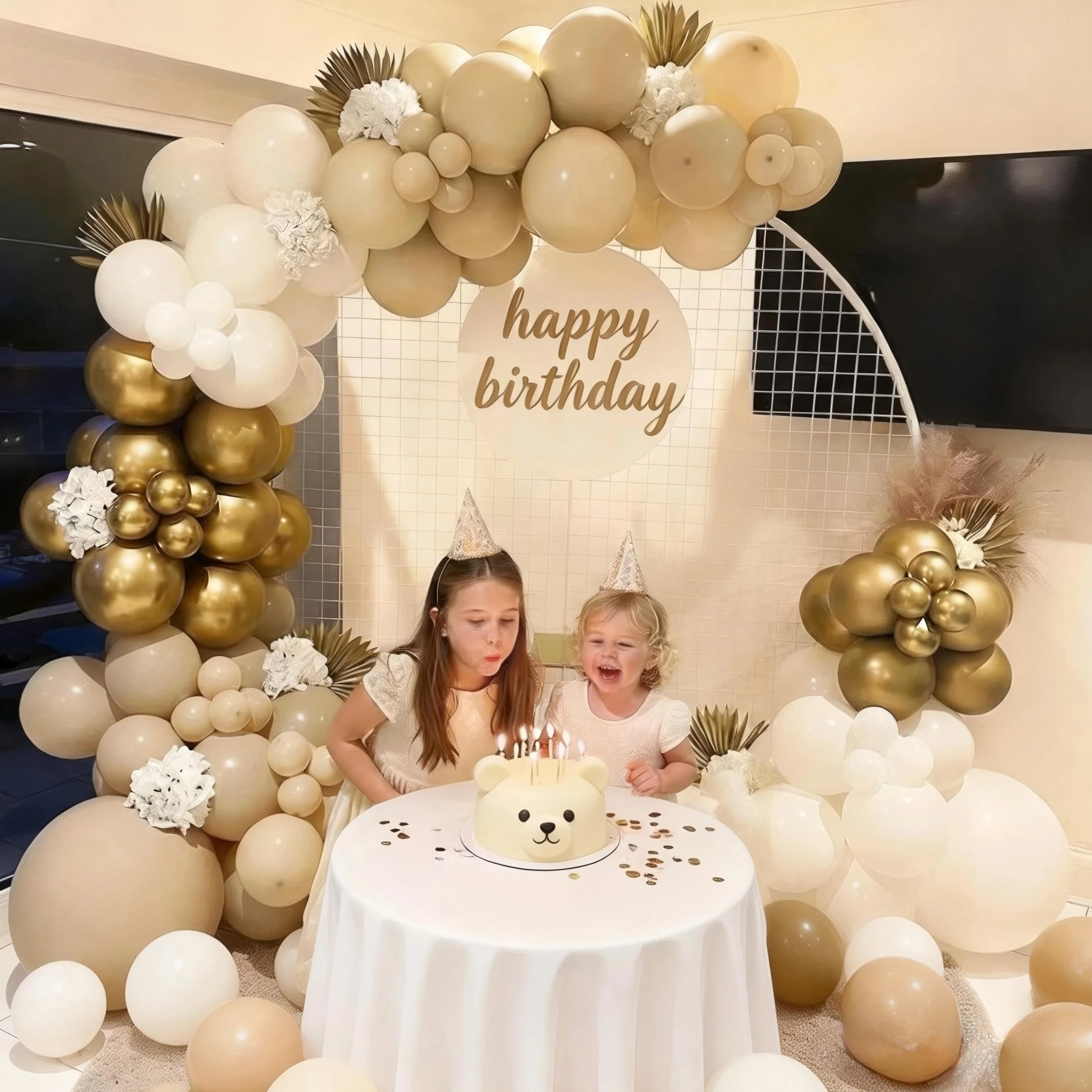 Kit de Arco de Globos Oro Blanco, 185pcs Guirnalda de Globos de Arena Blanca y Dorada con Globos Beige para Cumpleaños Fiesta, Baby Showers Decoración, Boda Bohemia, Bautizo Comunion, Graduación