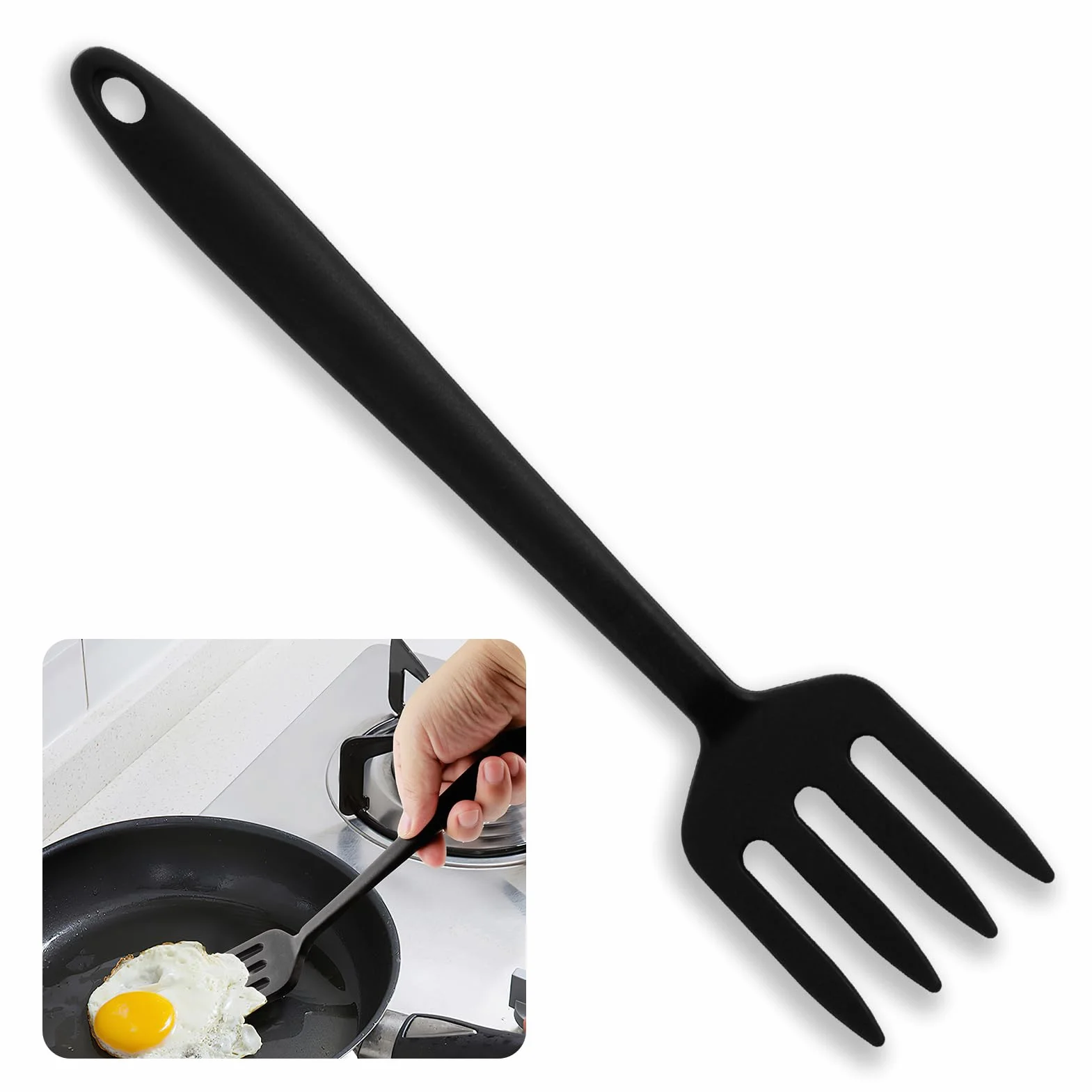 Tenedor de cocina de gel de sílice de, Buenas opciones para Ensaladas, Espaguetis y Carnes, Ergonómico y Duradero, Fácil de Limpiar, Multifuncional y Práctico