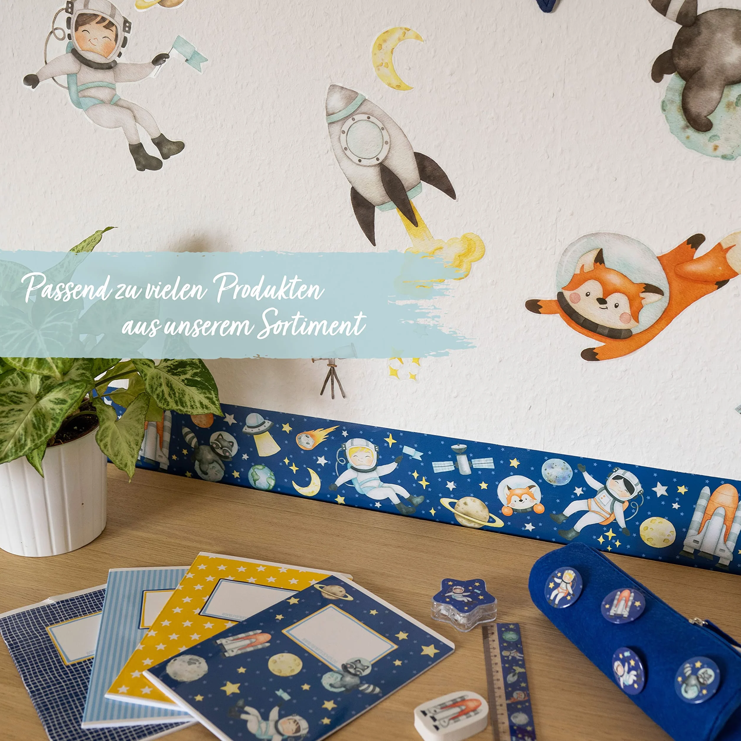 Papierdrachen Frontera Infantil Astronauta | Frontera Habitación Infantil | Papel Pintado para Niños | Embellecer Paredes y Habitaciones Temáticas | Decoración de Paredes para Niños y Niñas - Set 5