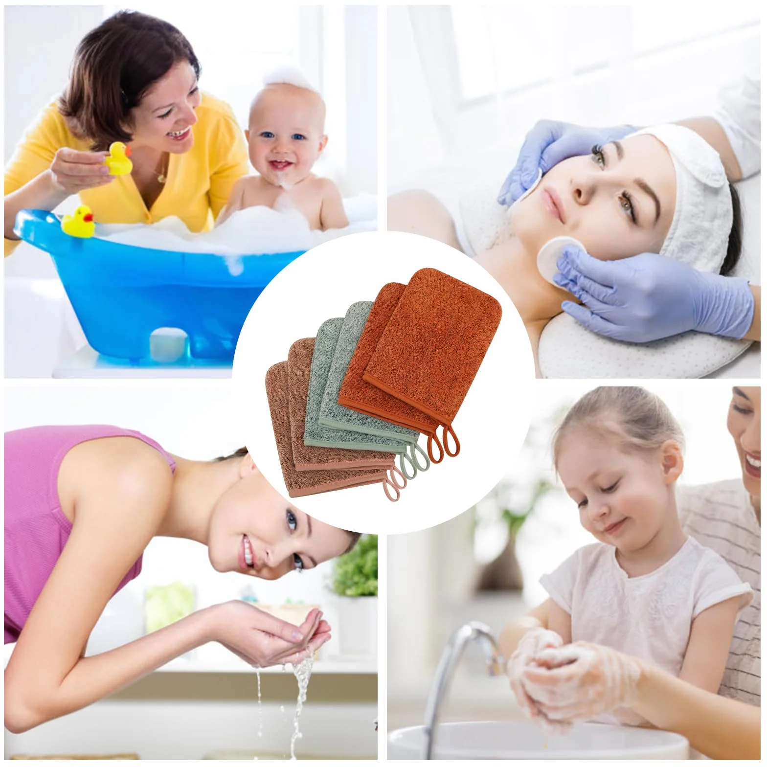 6 Piezas Manoplas Baño Toallas Baño Toalla Facial Toalla Cara Toalla Microfibra Toallas Lavabo Esponja Bebe Recien Nacido Toalla Desmaquillante Reutilizable Limpieza Facial 15x21cm Franela-A