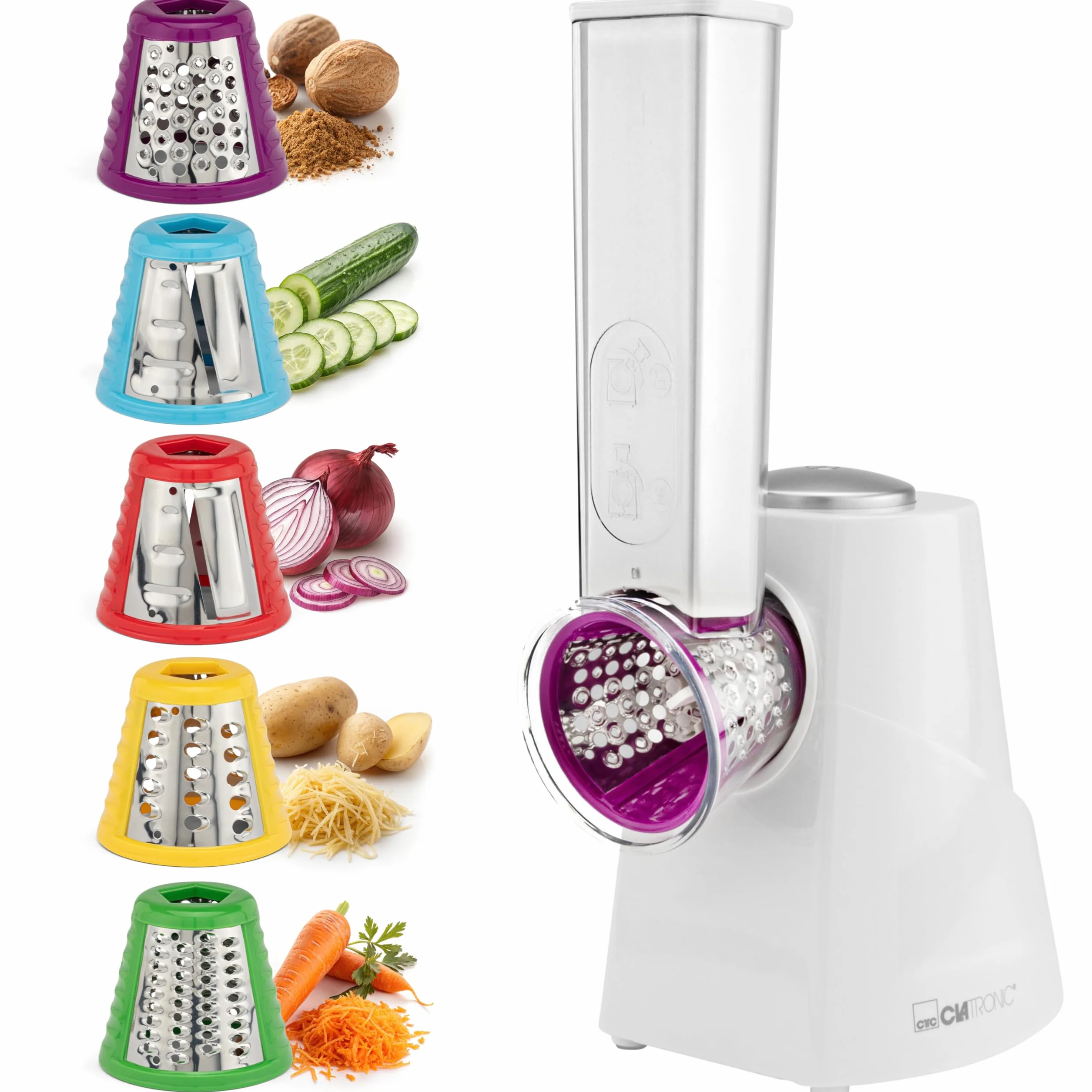 Clatronic Me 3604 Robot De Cocina Multi Express Para Cortar Y Rallar, Blanco