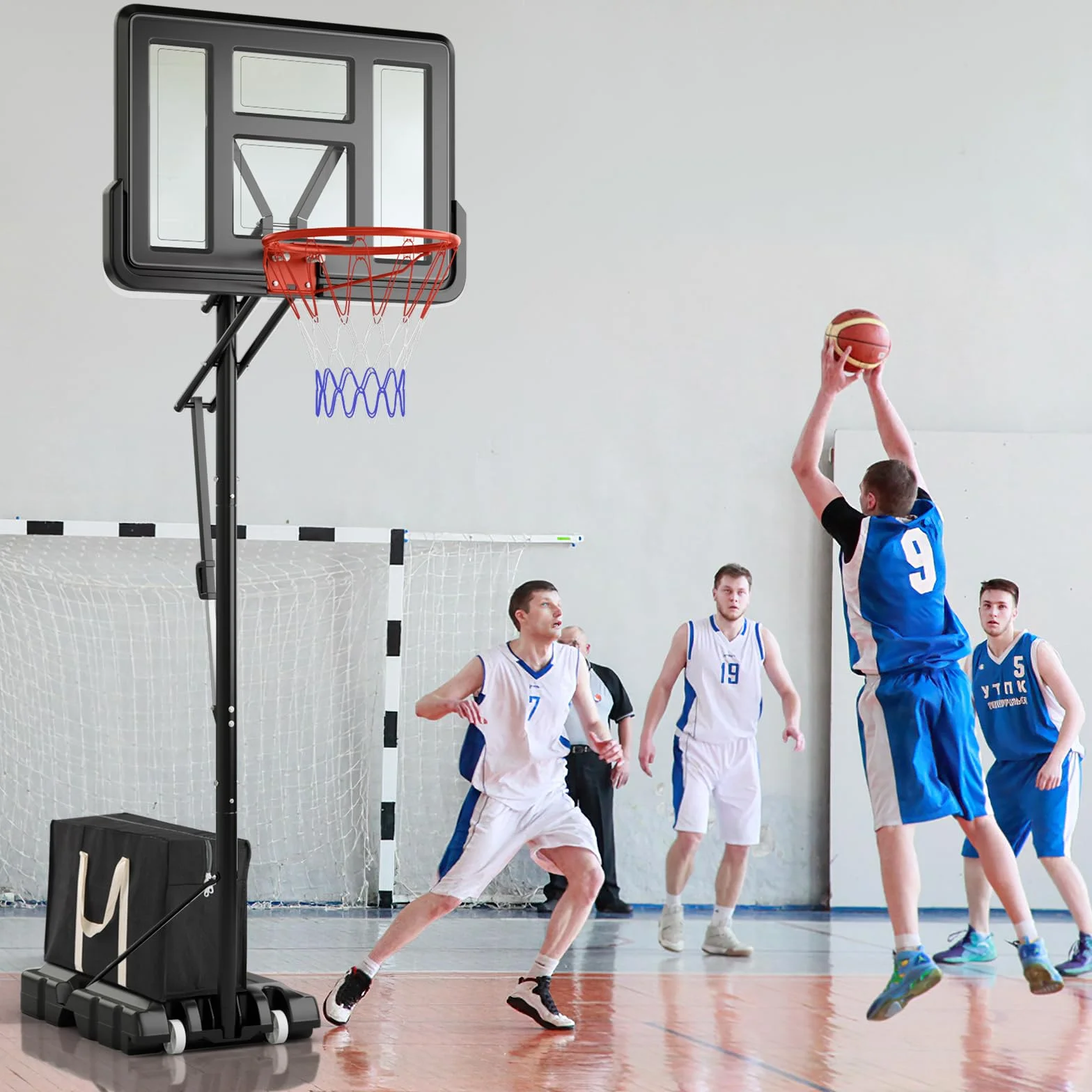 COSTWAY Canasta de Baloncesto Altura Ajustable 240-305cm Base Rellenable Portátil con Ruedas