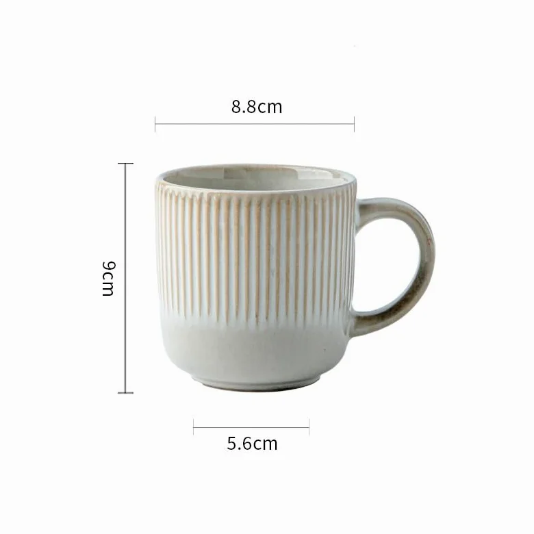 ENGENDER Tazas Cafe Taza de cerámica for café y Leche Estilo Retro 360 ​​ml con Relieve Vertical, Ligeros Defectos Mug Cups(360ml*2)